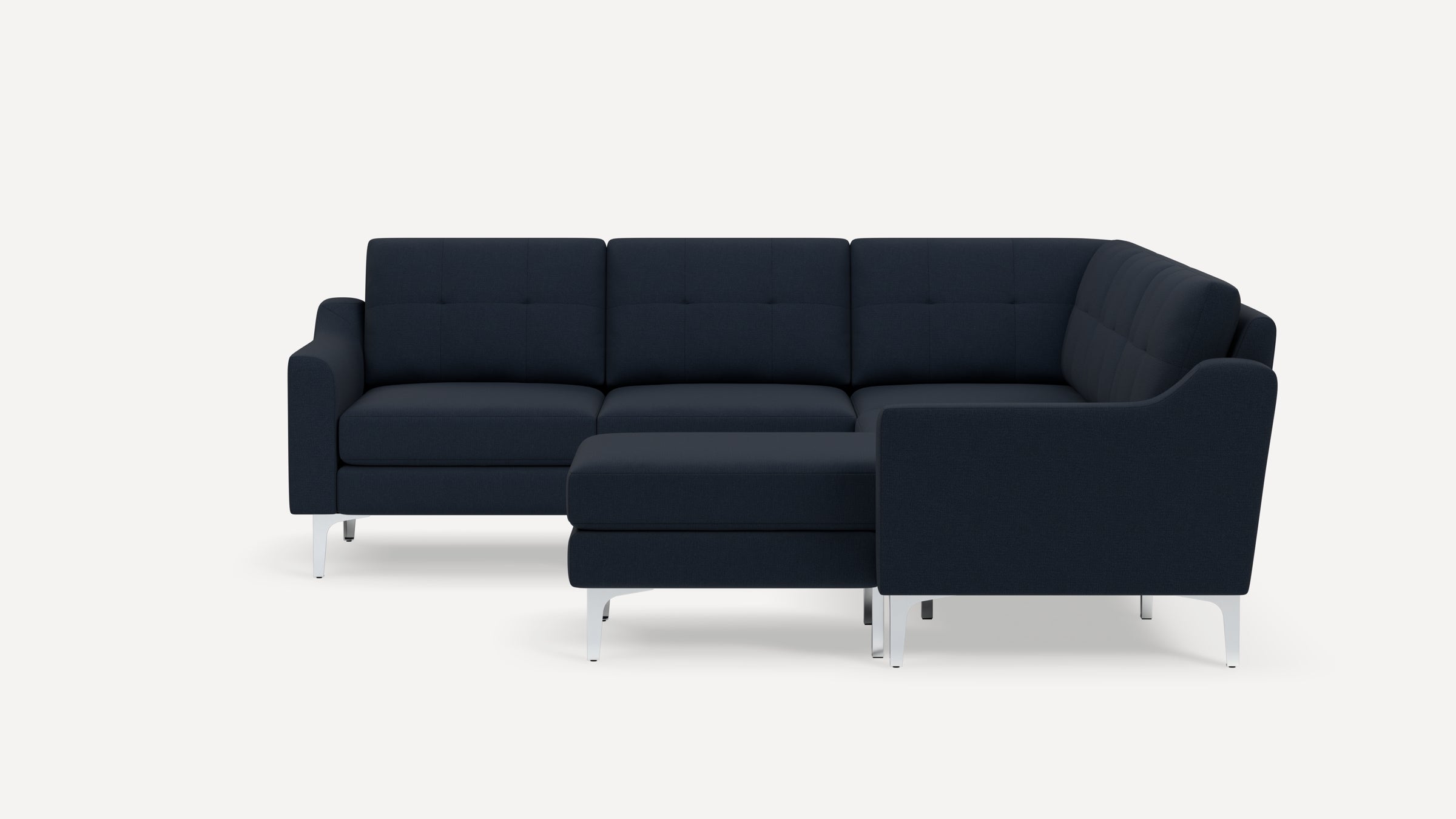 Nomad Plus 5-Seat Corner Sectional with Chaise - Navy Blue - Performance Flatweave / Chrome - Metal / Slope Arm