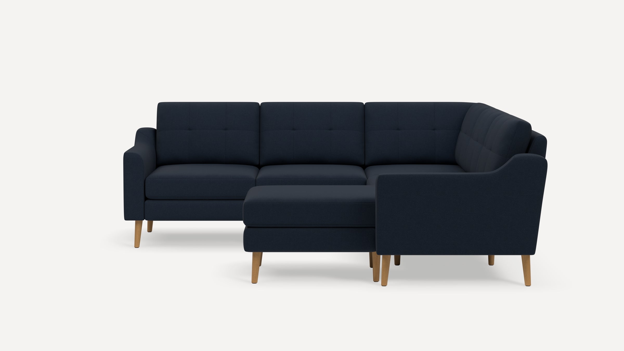 Nomad Plus 5-Seat Corner Sectional with Chaise - Navy Blue - Performance Flatweave / Oak - Wood / Slope Arm