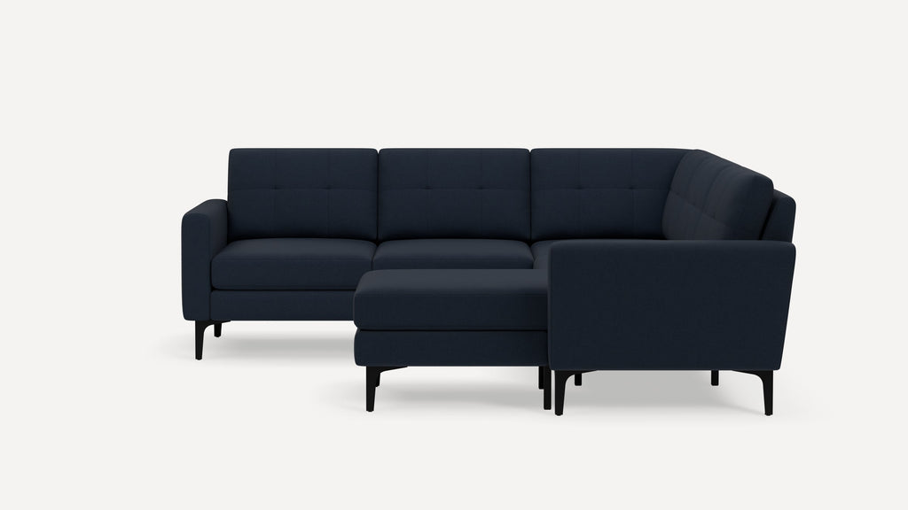 Nomad Plus 5-Seat Corner Sectional with Chaise - Navy Blue - Performance Flatweave / Black - Metal / Block Arm