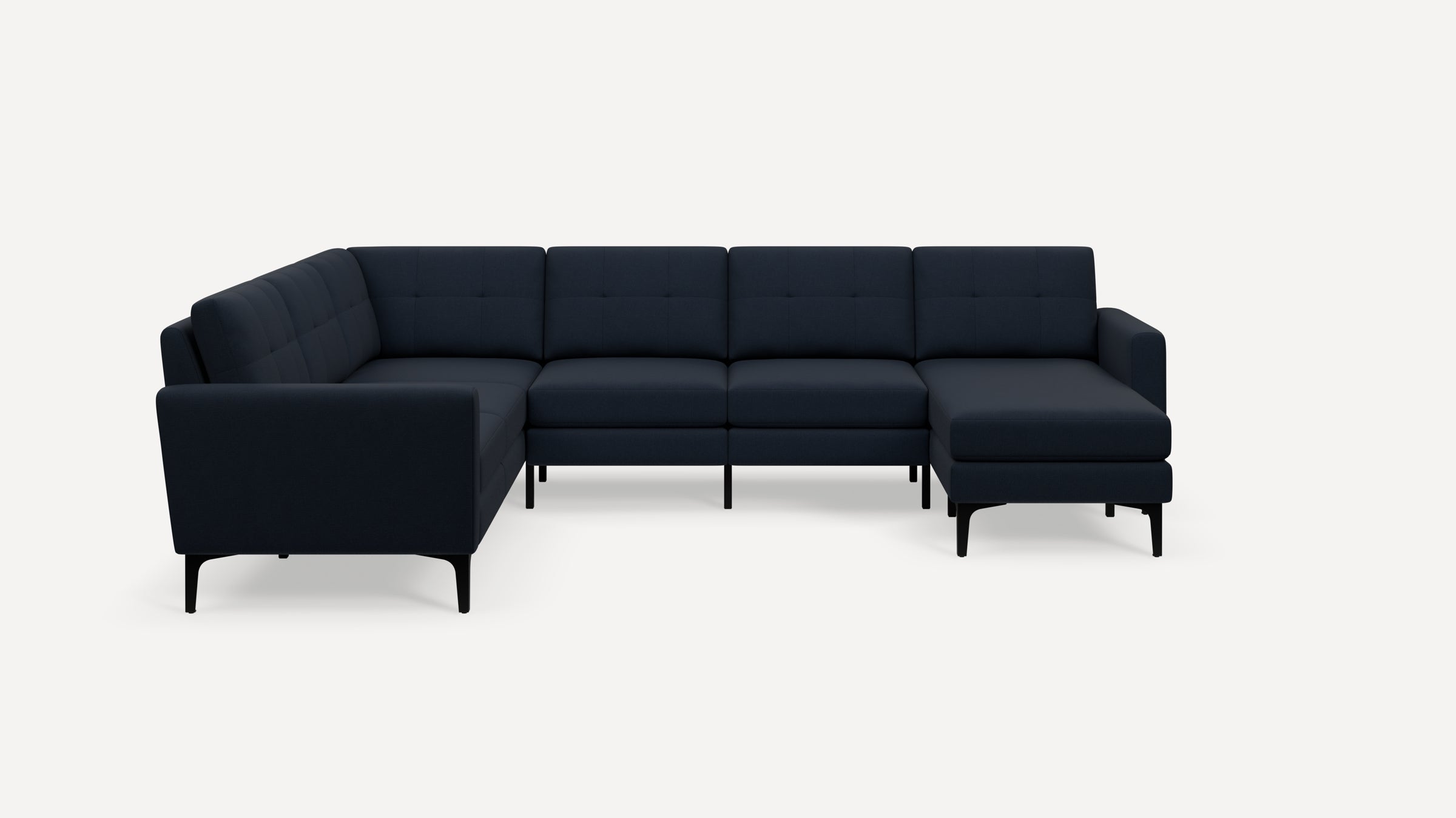 Nomad Plus 6-Seat Corner Sectional with Chaise - Navy Blue - Performance Flatweave / Black - Metal / Block Arm