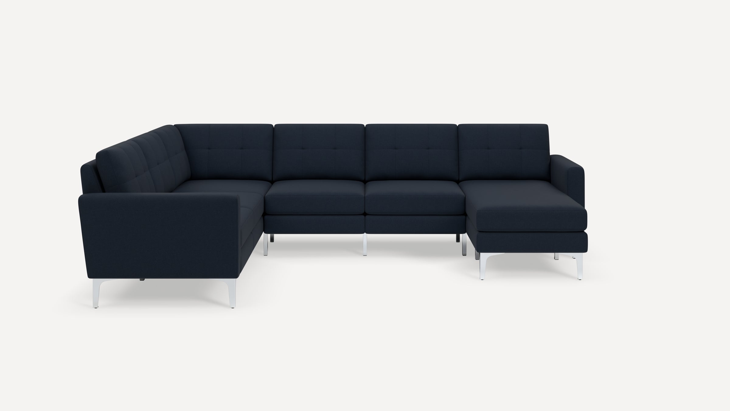 Nomad Plus 6-Seat Corner Sectional with Chaise - Navy Blue - Performance Flatweave / Chrome - Metal / Block Arm