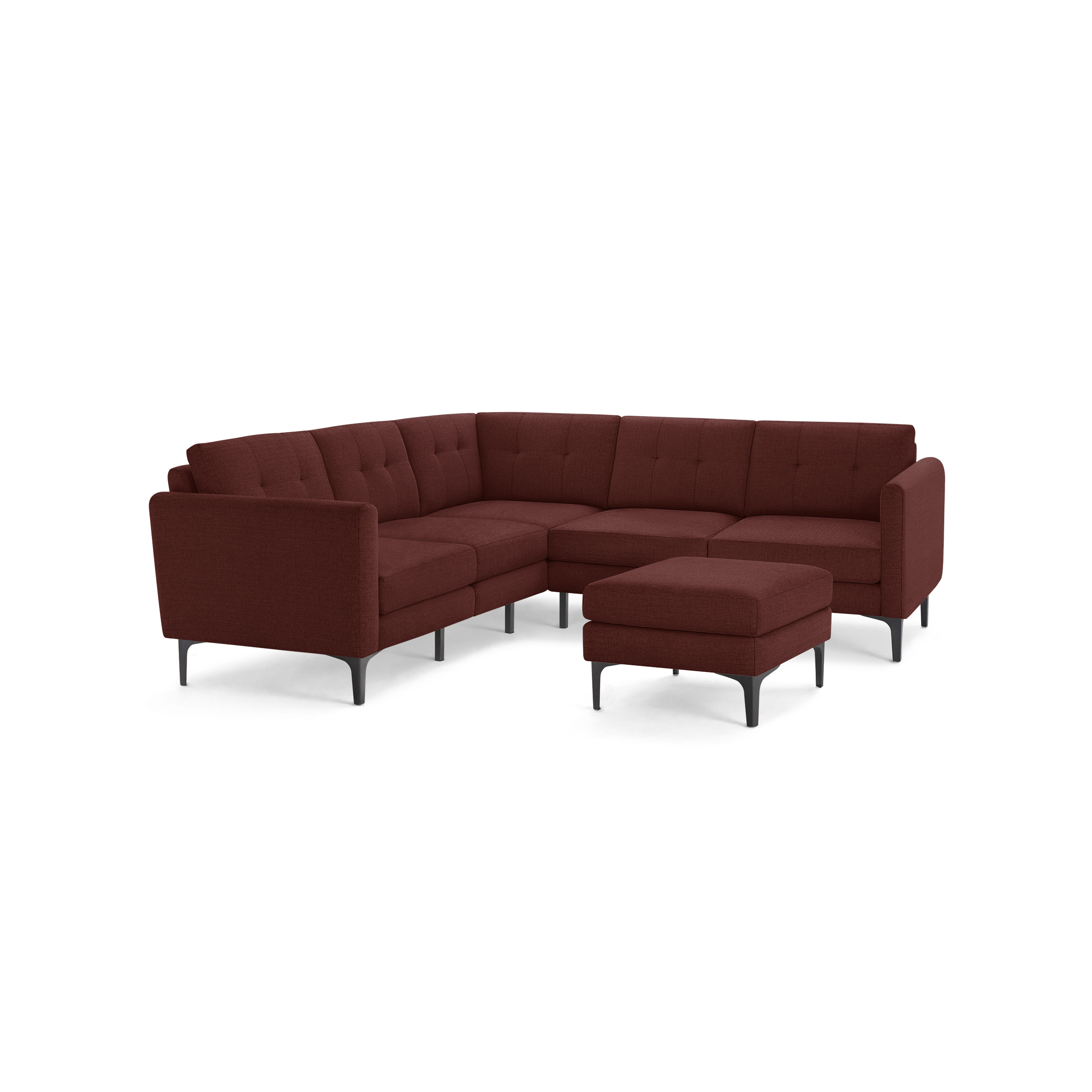 Nomad 5-Seat Corner Sectional with Ottoman - Brick Red - Performance Basketweave / Black - Metal / Arch
