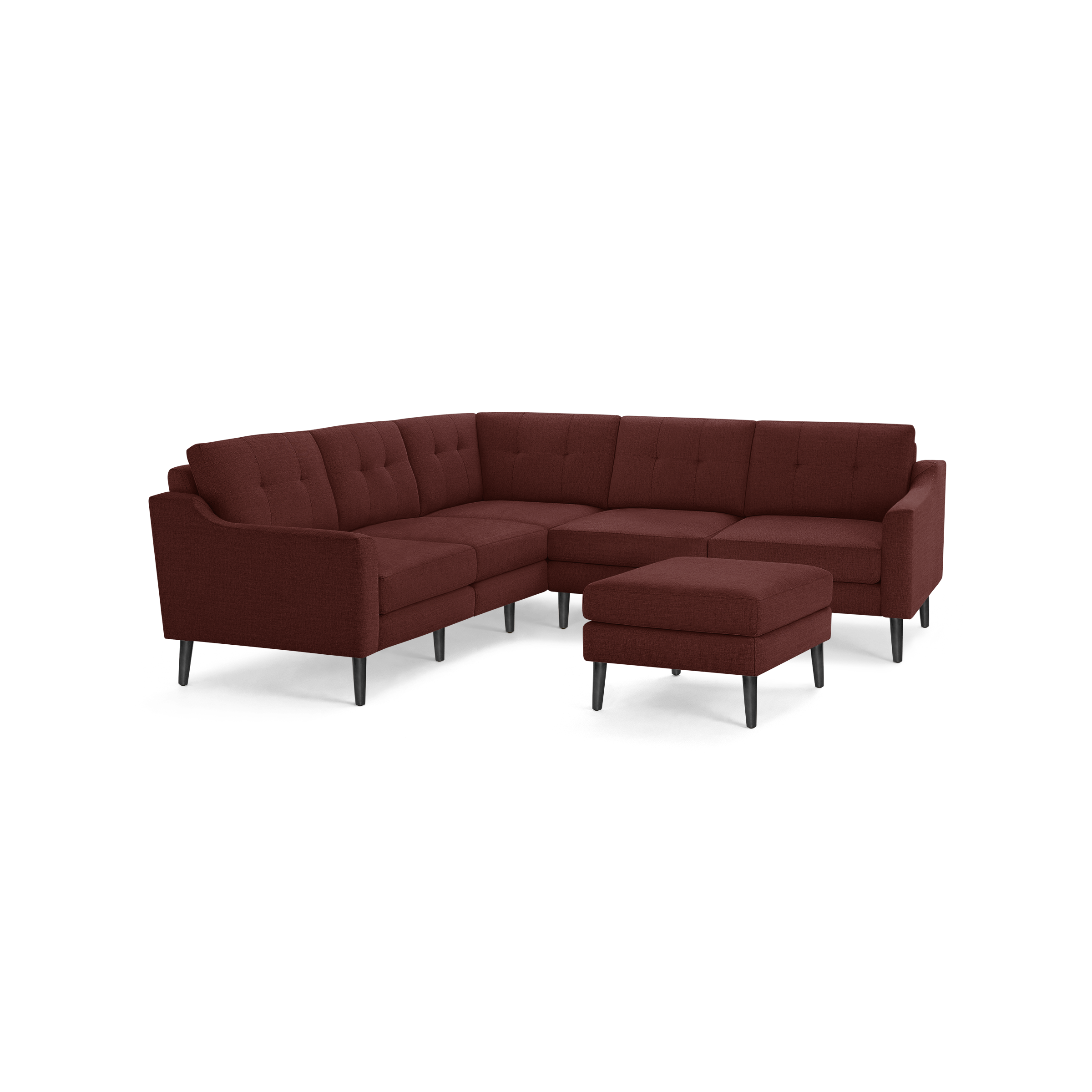 Nomad 5-Seat Corner Sectional with Ottoman - Brick Red - Performance Basketweave / Ebony - Wood / Slope