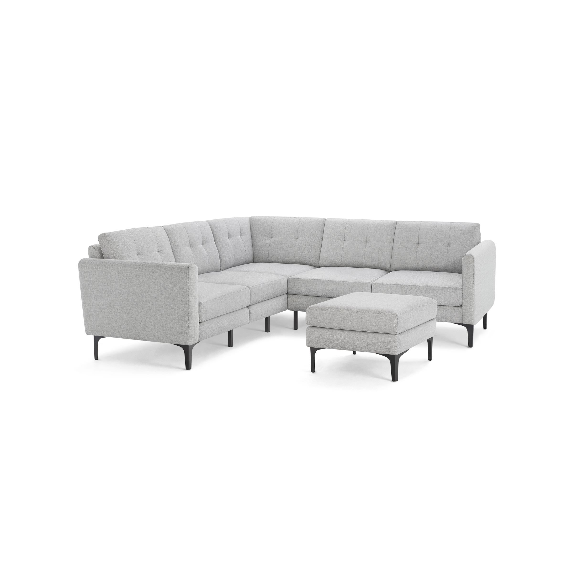 Nomad 5-Seat Corner Sectional with Ottoman - Crushed Gravel - Performance Basketweave / Black - Metal / Arch