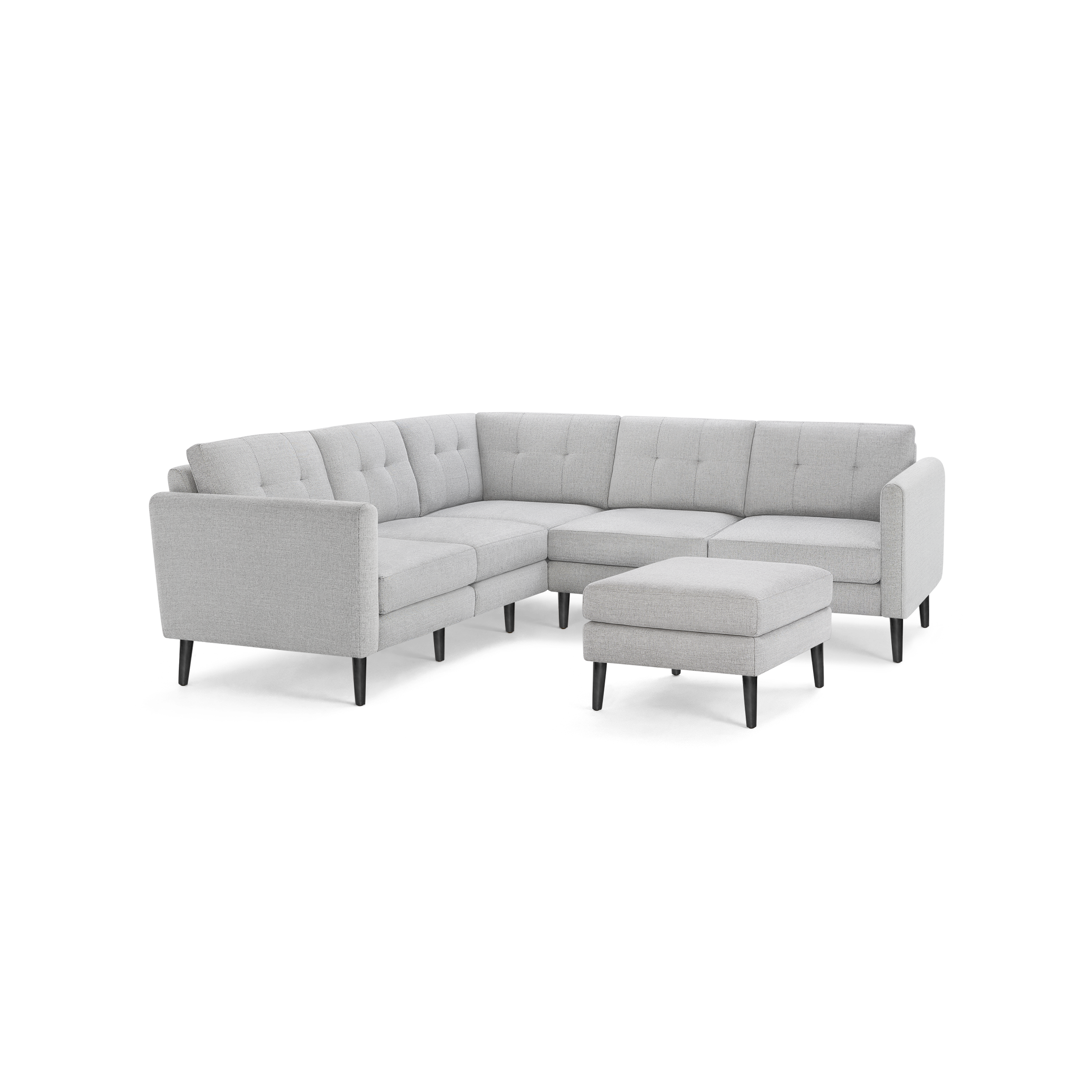 Nomad 5-Seat Corner Sectional with Ottoman - Crushed Gravel - Performance Basketweave / Ebony - Wood / Arch