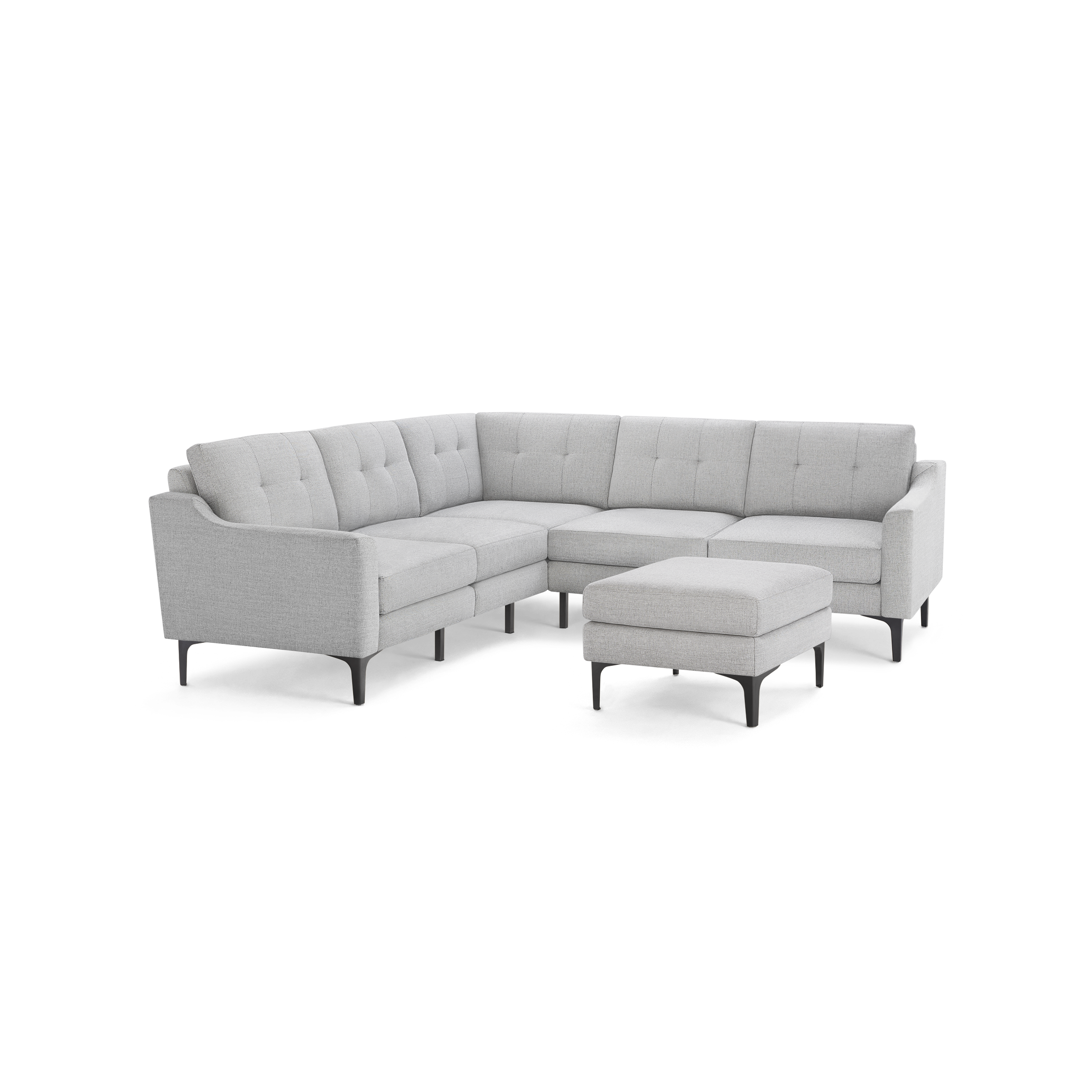 Nomad 5-Seat Corner Sectional with Ottoman - Crushed Gravel - Performance Basketweave / Black - Metal / Slope