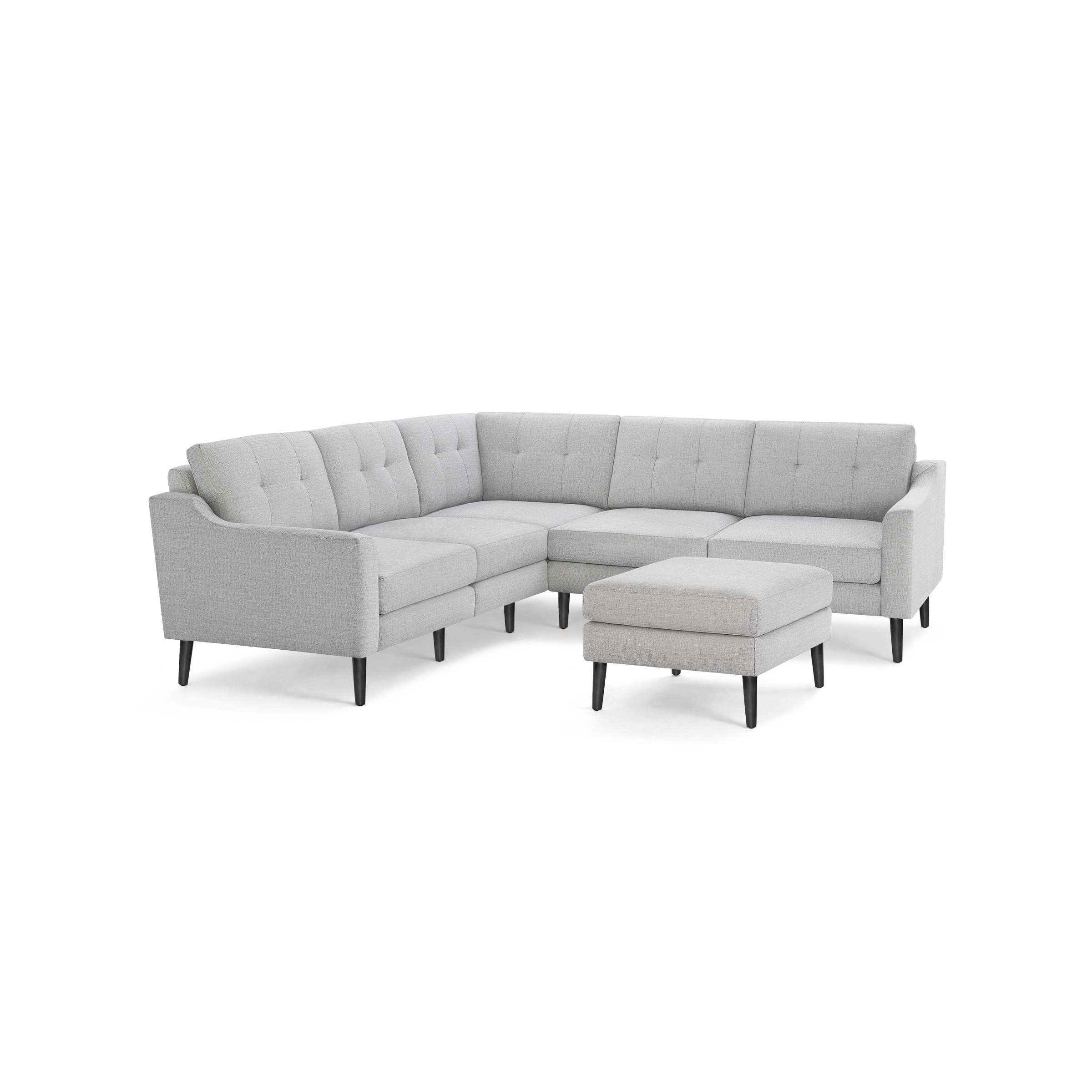 Nomad 5-Seat Corner Sectional with Ottoman - Crushed Gravel - Performance Basketweave / Ebony - Wood / Slope