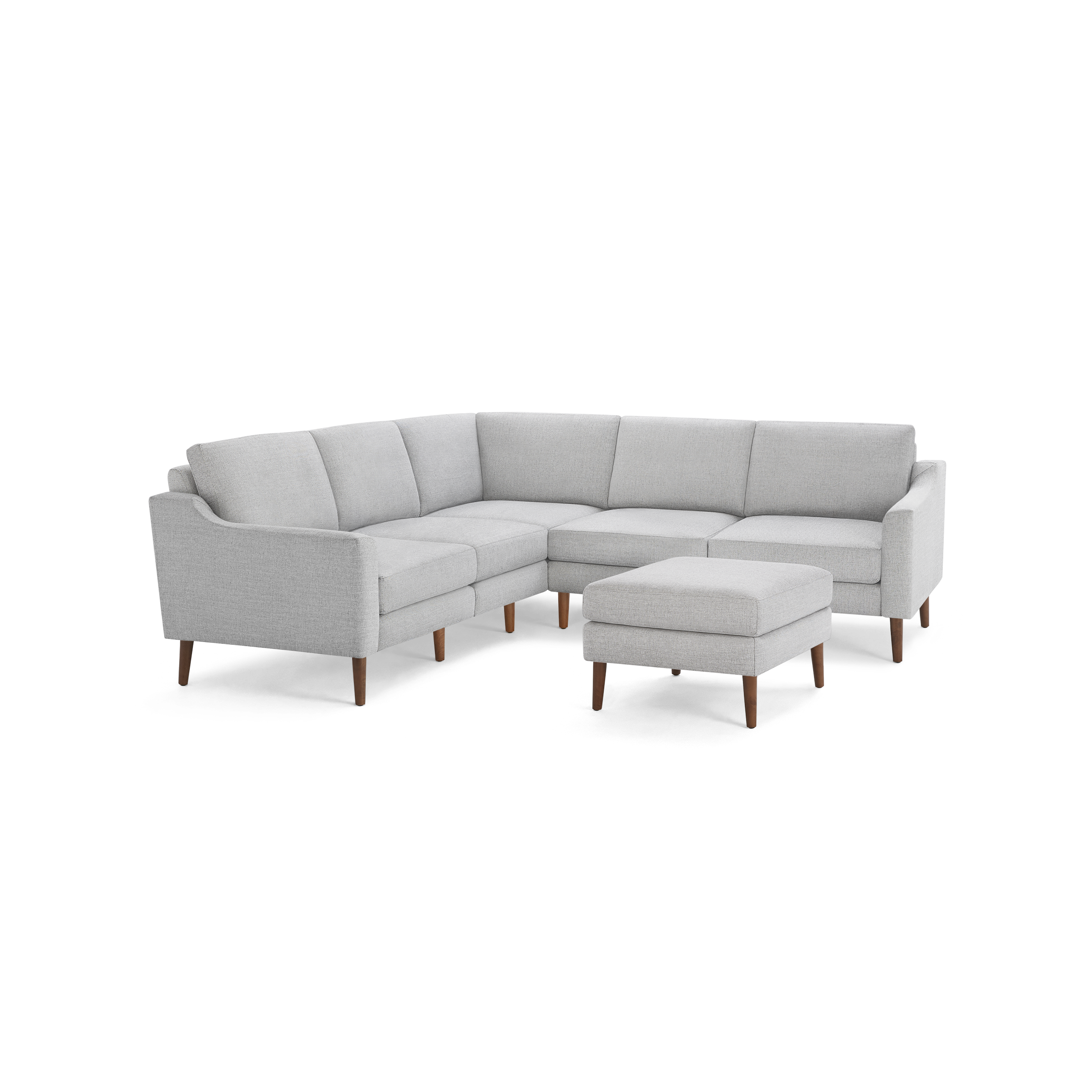 Nomad 5-Seat Corner Sectional with Ottoman - Crushed Gravel - Performance Basketweave / Walnut - Wood / Slope