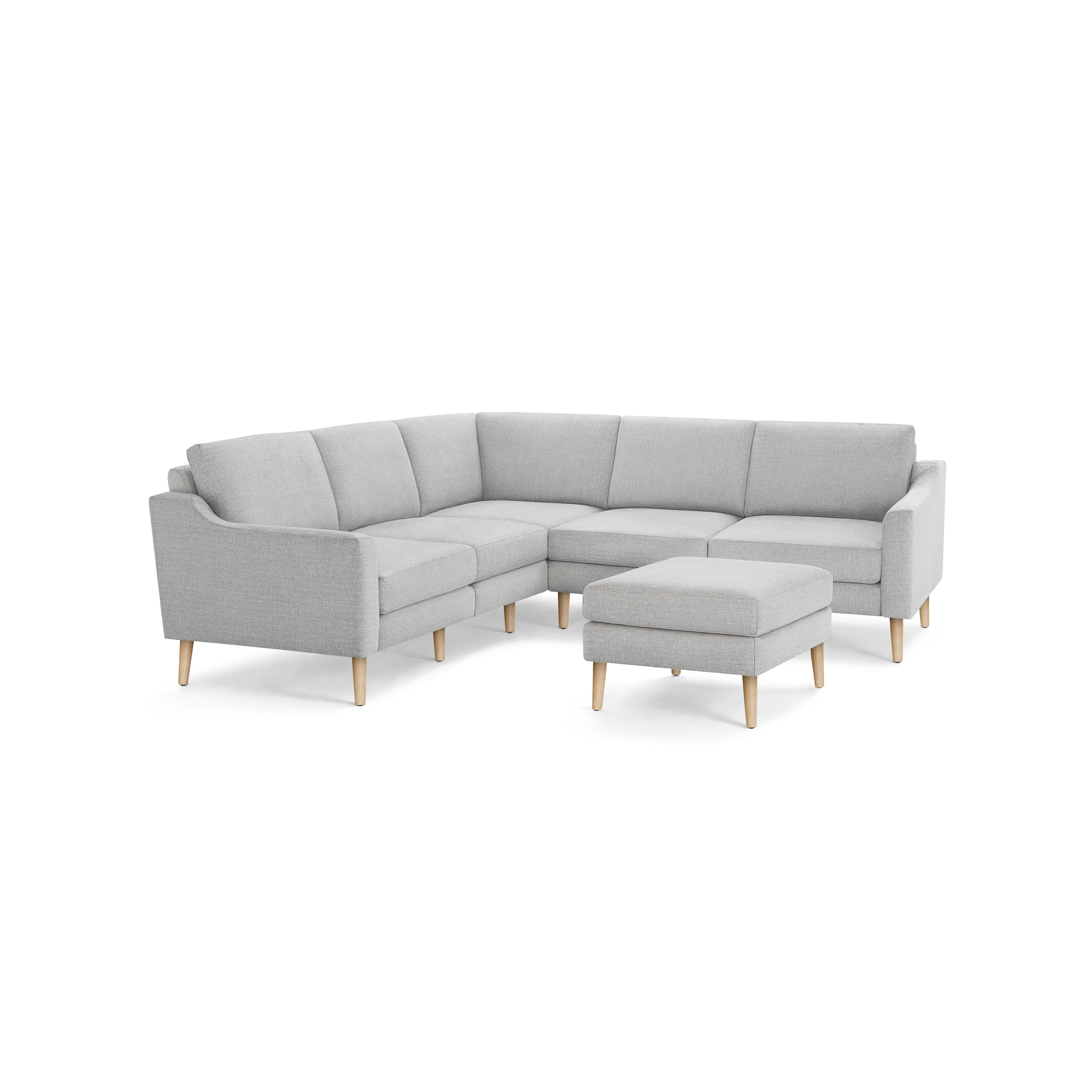 Nomad 5-Seat Corner Sectional with Ottoman - Crushed Gravel - Performance Basketweave / Oak - Wood / Slope
