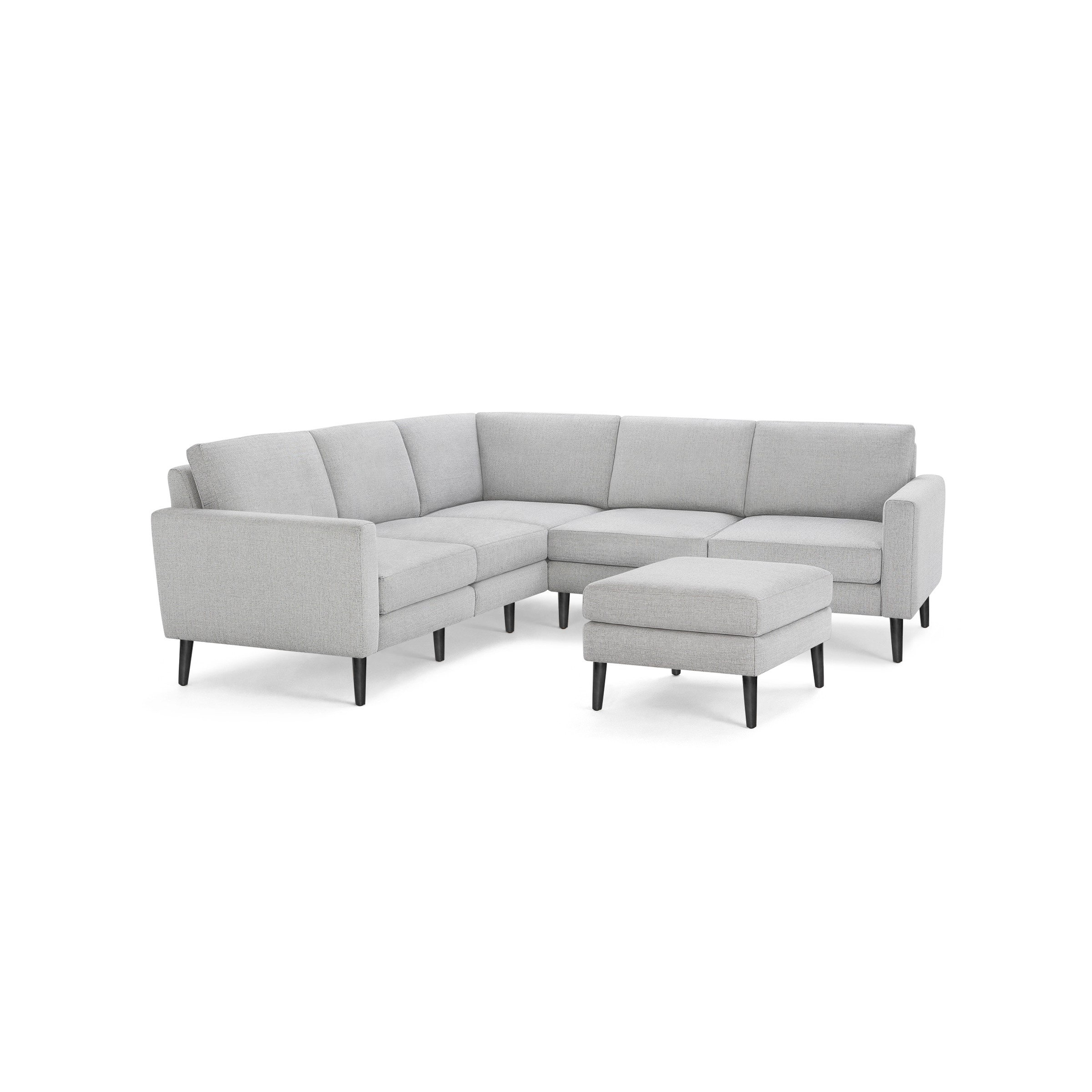 Nomad 5-Seat Corner Sectional with Ottoman - Crushed Gravel - Performance Basketweave / Ebony - Wood / Block