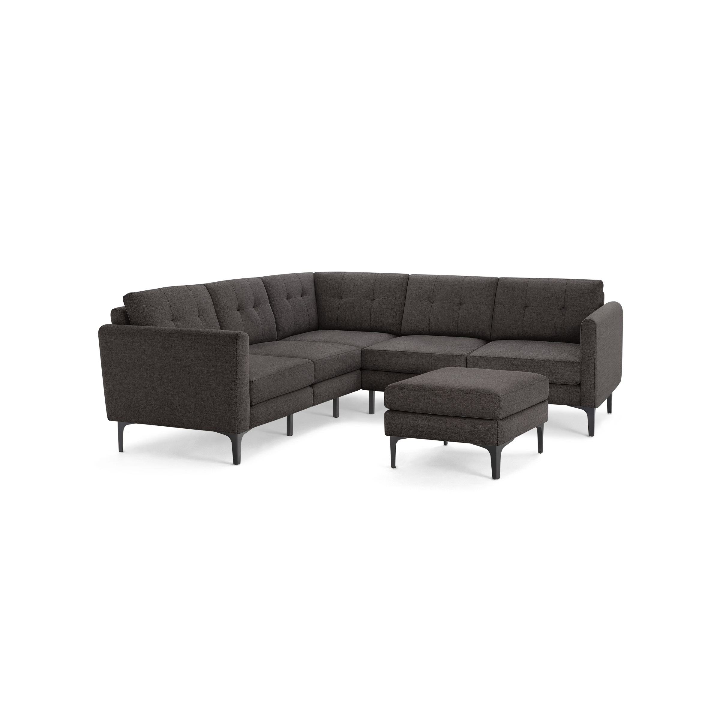 Nomad 5-Seat Corner Sectional with Ottoman - Charcoal - Performance Basketweave / Black - Metal / Arch