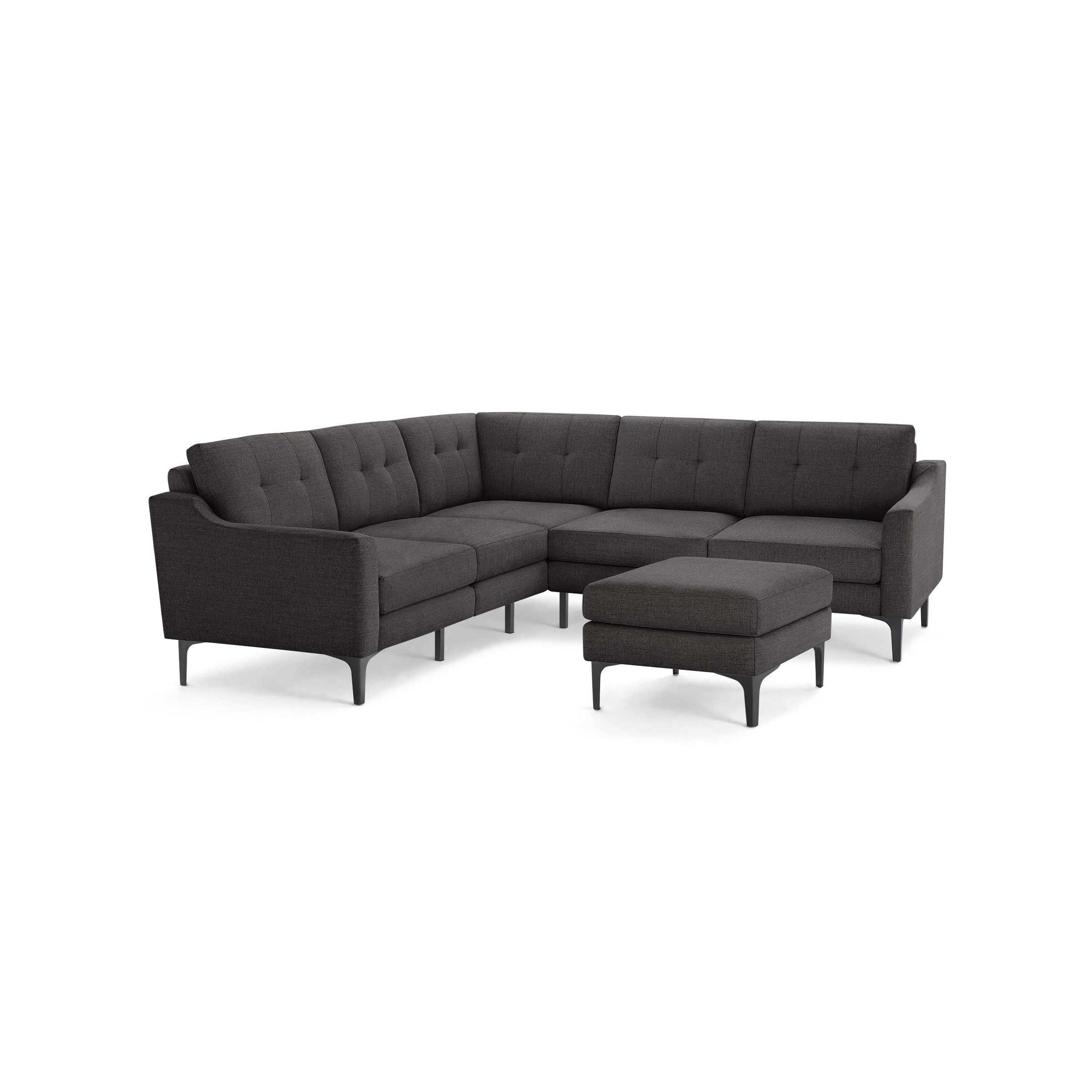 Nomad 5-Seat Corner Sectional with Ottoman - Charcoal - Performance Basketweave / Black - Metal / Slope