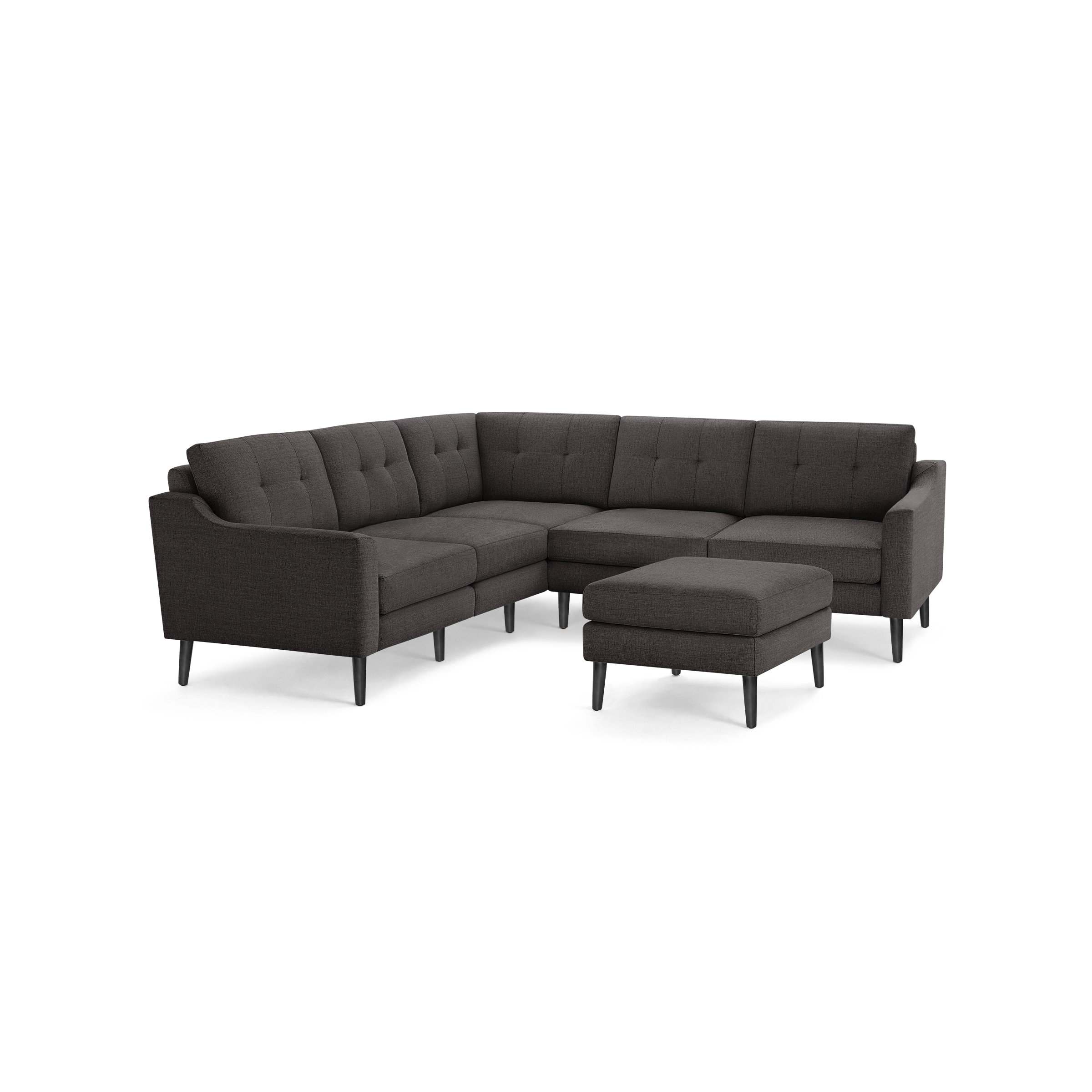 Nomad 5-Seat Corner Sectional with Ottoman - Charcoal - Performance Basketweave / Ebony - Wood / Slope