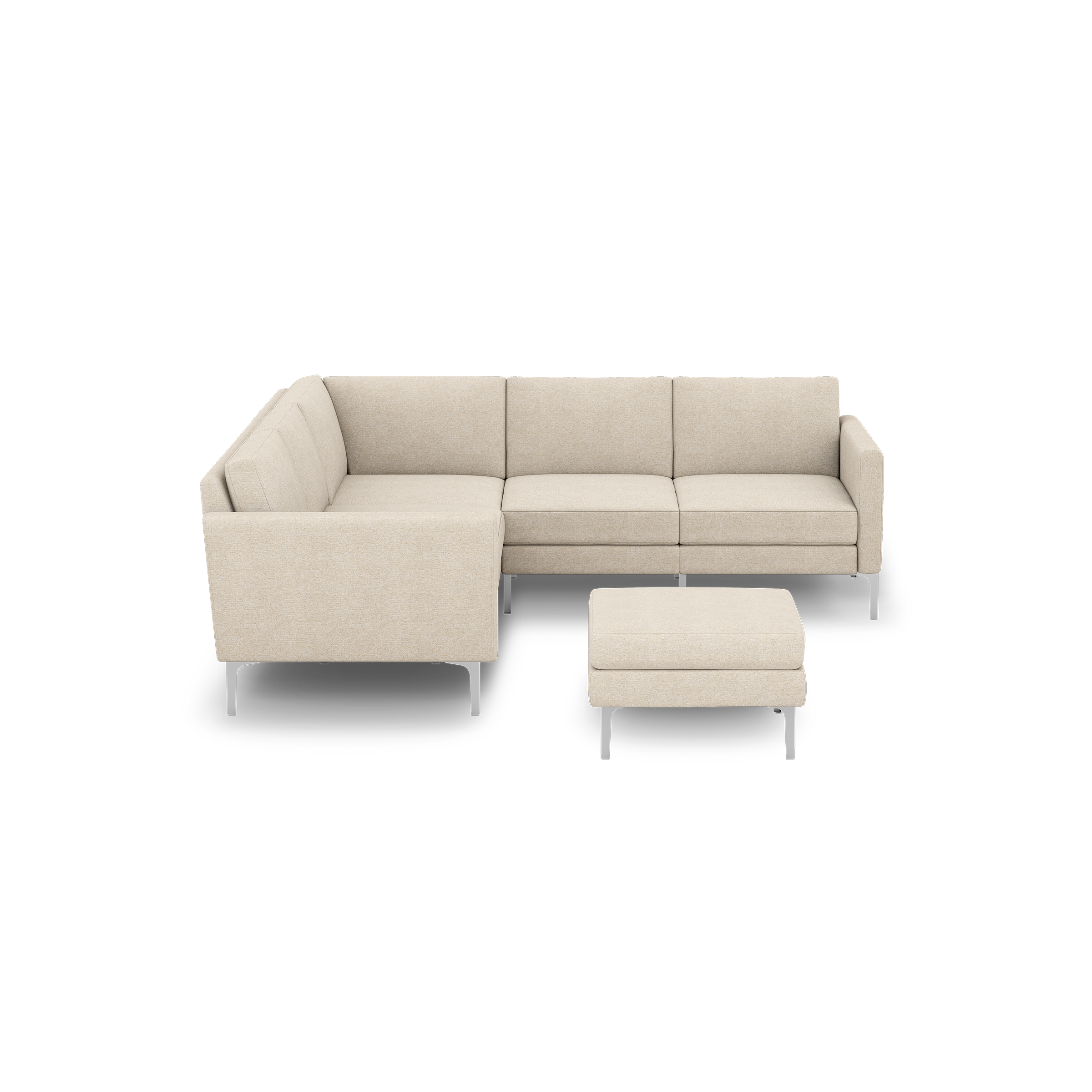 Nomad 5-Seat Corner Sectional with Ottoman - Georgia Clay - Performance Chenille / Chrome - Metal / Arch