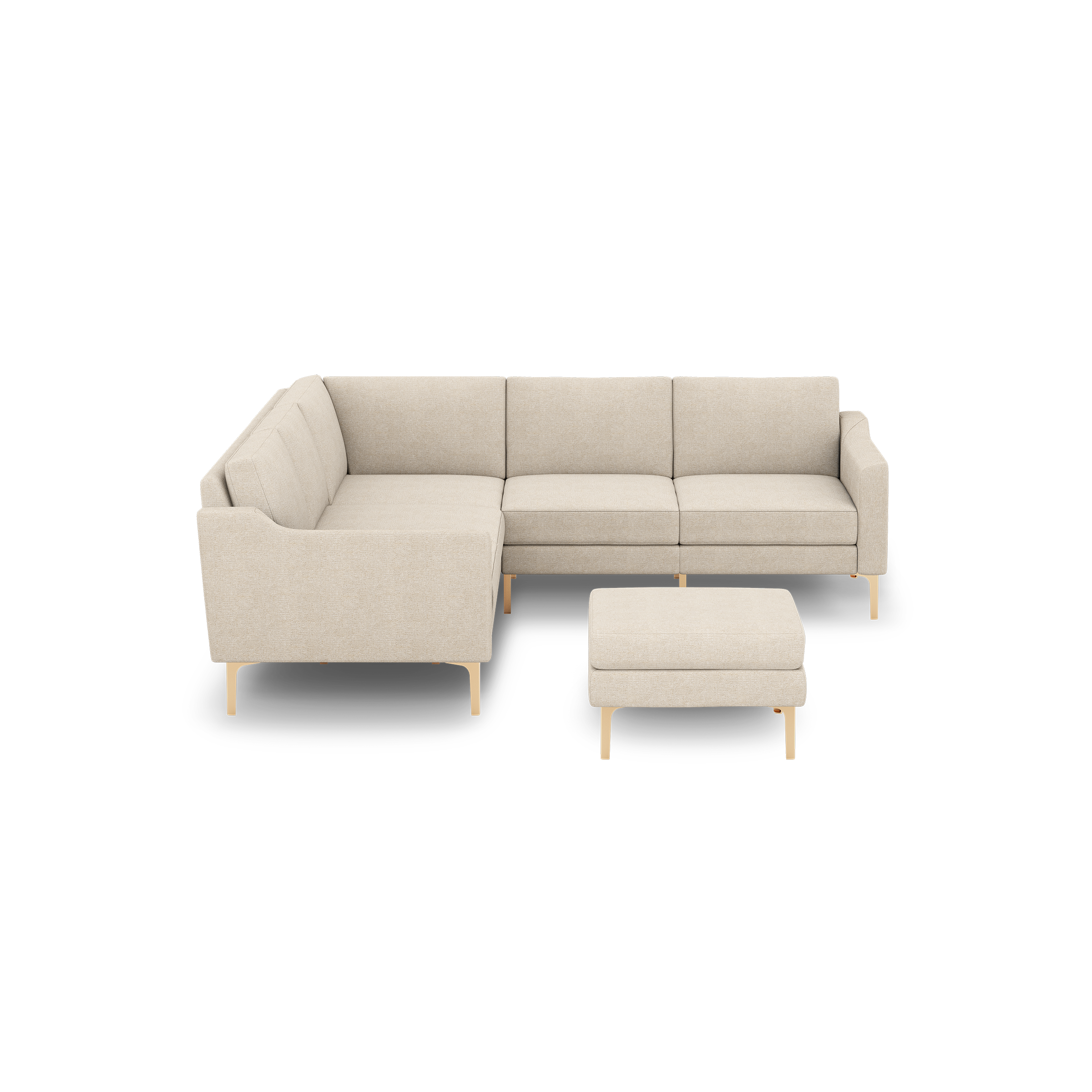Nomad 5-Seat Corner Sectional with Ottoman - Georgia Clay - Performance Chenille / Brass - Metal / Slope