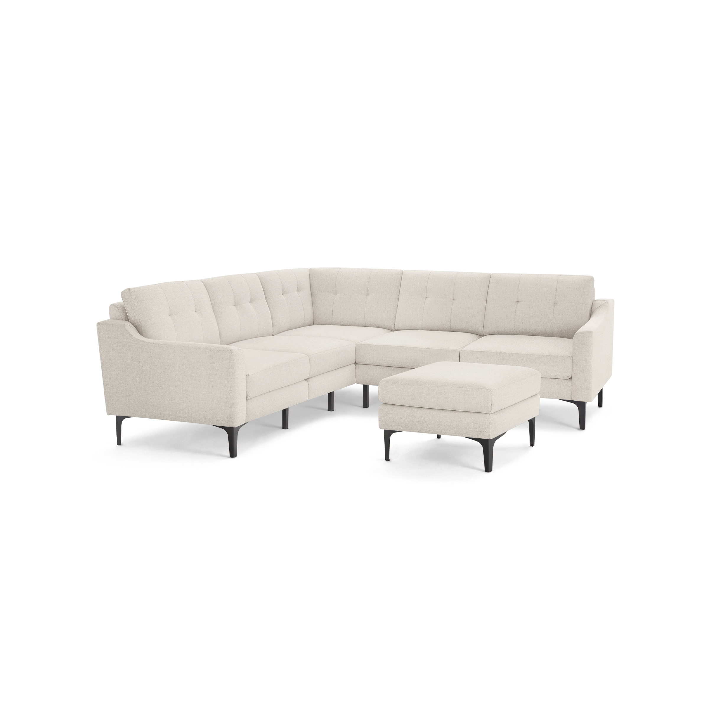 Nomad 5-Seat Corner Sectional with Ottoman - Ivory - Performance Basketweave / Black - Metal / Slope
