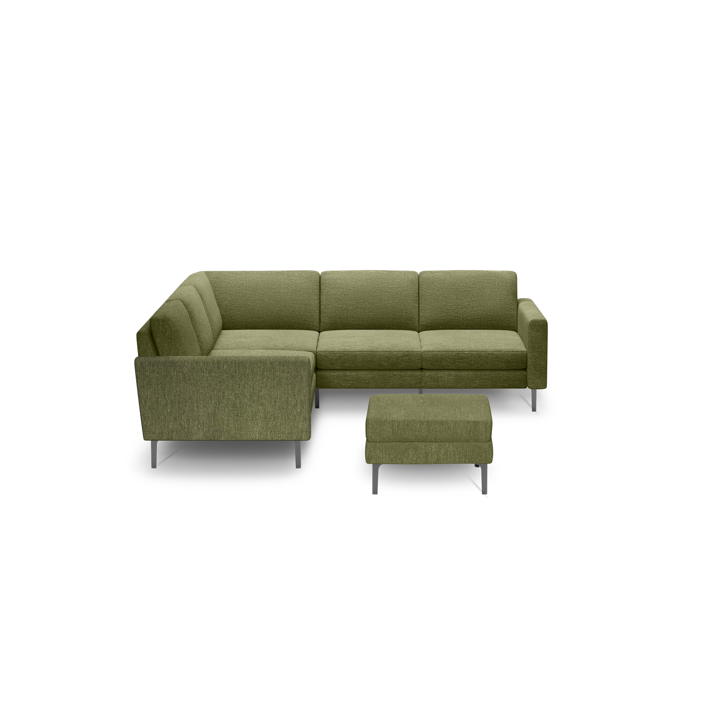 Nomad 5-Seat Corner Sectional with Ottoman - Moss Green - Performance Basketweave / Black - Metal / Block