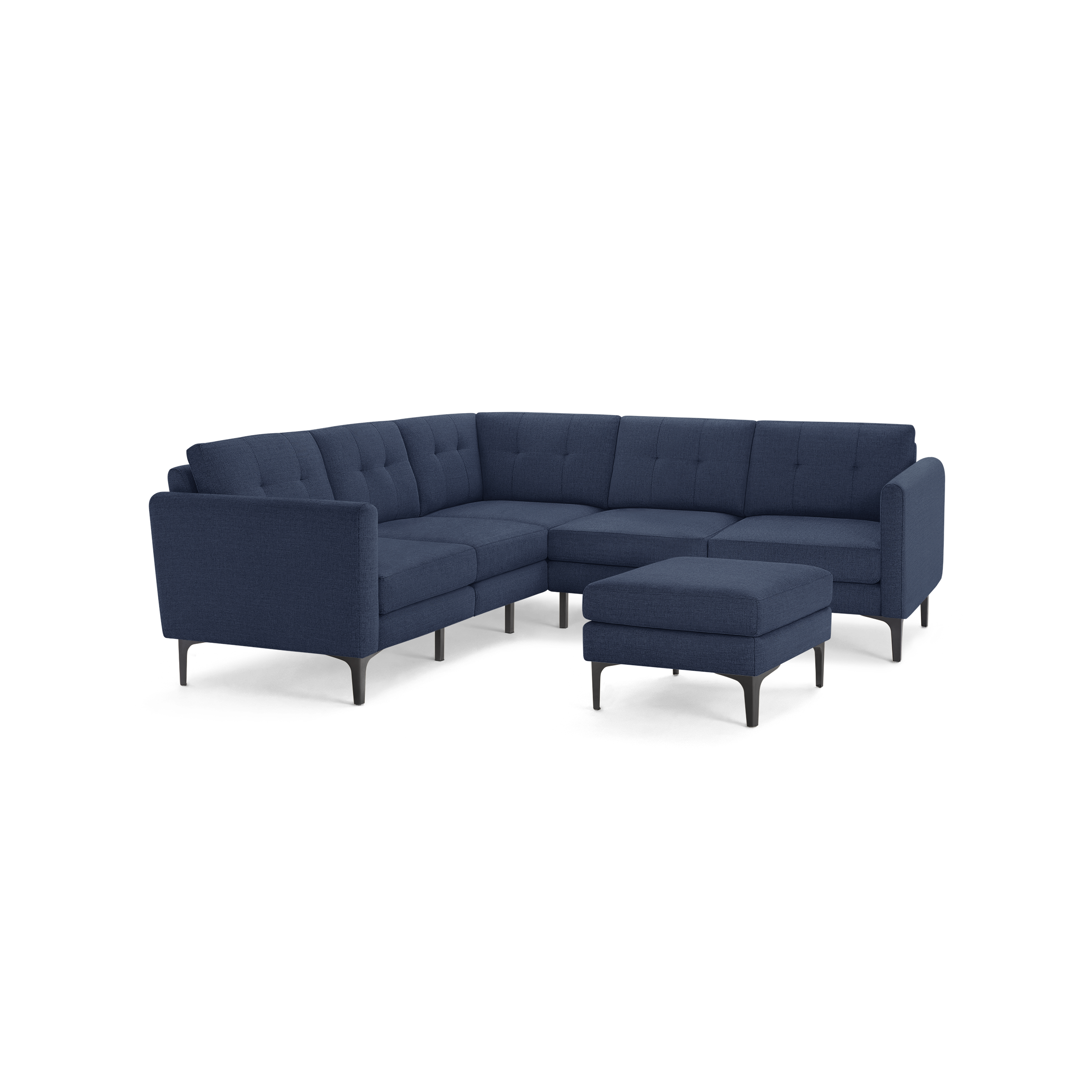 Nomad 5-Seat Corner Sectional with Ottoman - Navy Blue - Performance Basketweave / Black - Metal / Arch
