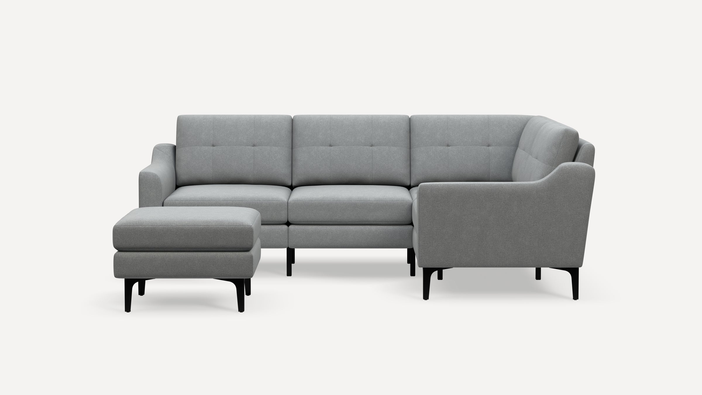 Nomad Plus 4-Seat Corner Sectional with Ottoman - Crushed Gravel - Performance Chenille / Black - Metal / Slope Arm