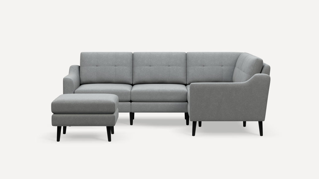 Nomad Plus 4-Seat Corner Sectional with Ottoman - Crushed Gravel - Performance Chenille / Ebony - Wood / Slope Arm