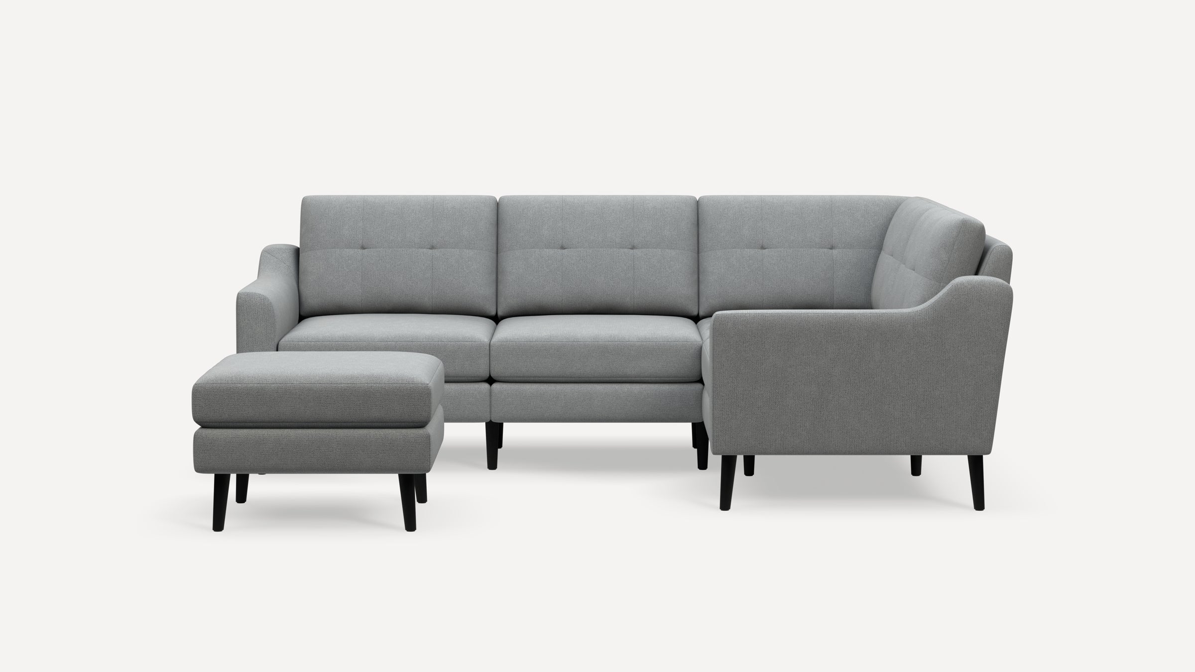Nomad Plus 4-Seat Corner Sectional with Ottoman - Crushed Gravel - Performance Chenille / Ebony - Wood / Slope Arm