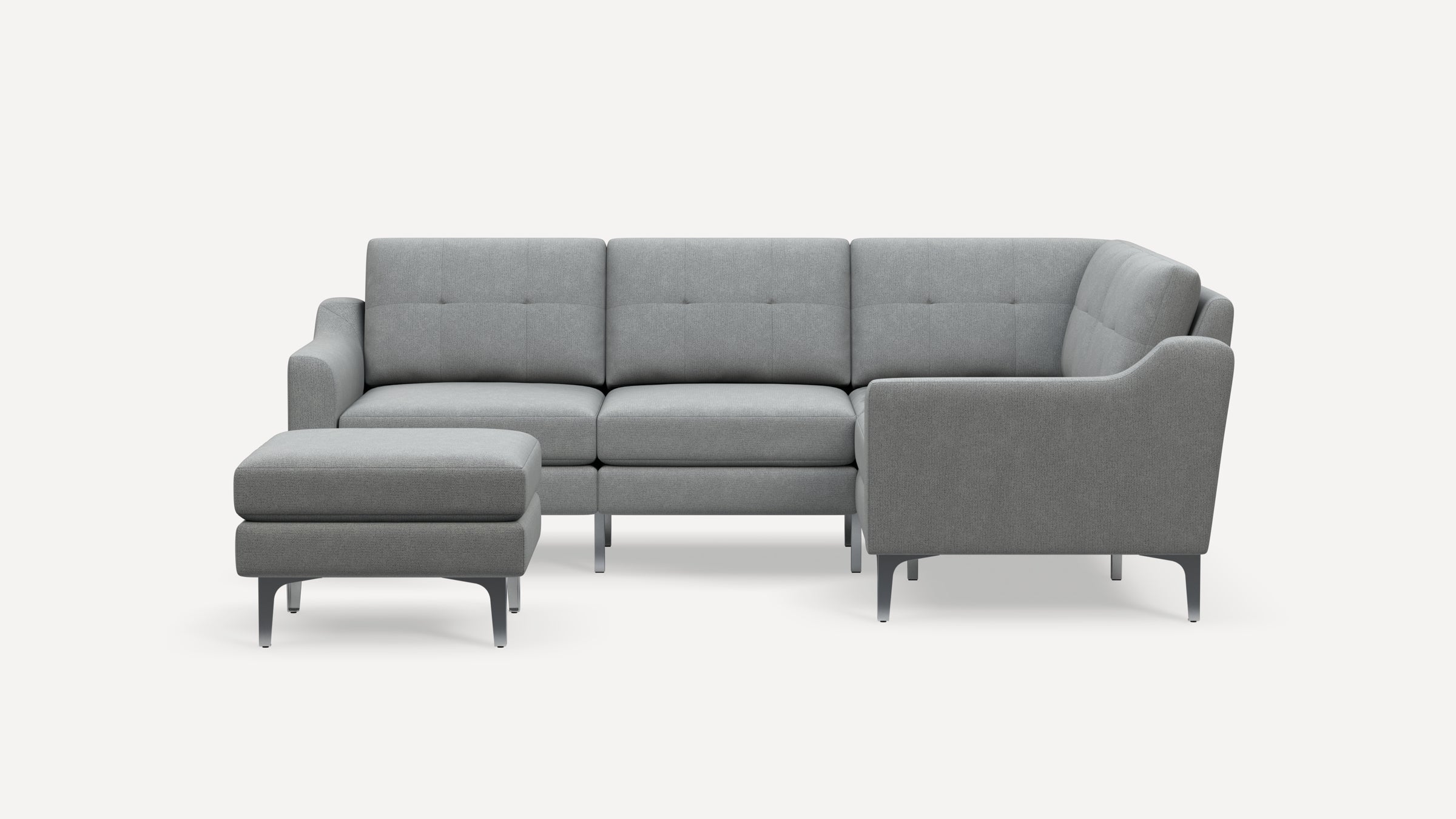 Nomad Plus 4-Seat Corner Sectional with Ottoman - Crushed Gravel - Performance Chenille / Chrome - Metal / Slope Arm