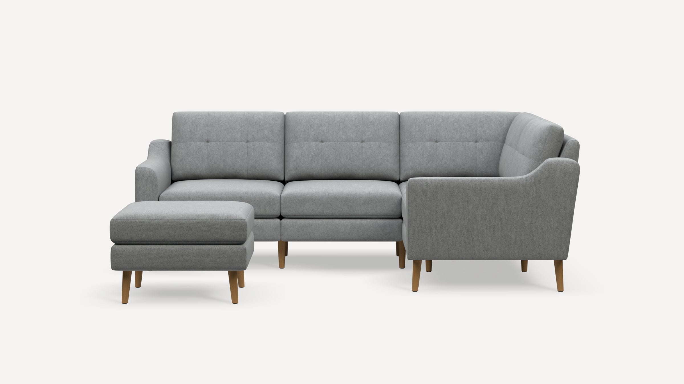 Nomad Plus 4-Seat Corner Sectional with Ottoman - Crushed Gravel - Performance Chenille / Oak - Wood / Slope Arm