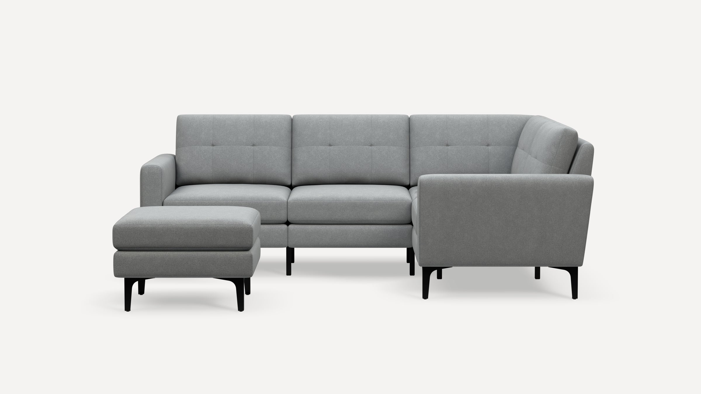 Nomad Plus 4-Seat Corner Sectional with Ottoman - Crushed Gravel - Performance Chenille / Black - Metal / Block Arm