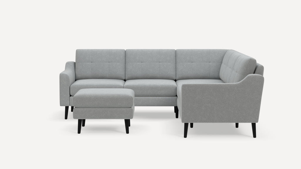 Nomad Plus 5-Seat Corner Sectional with Ottoman - Crushed Gravel - Performance Chenille / Ebony - Wood / Slope Arm
