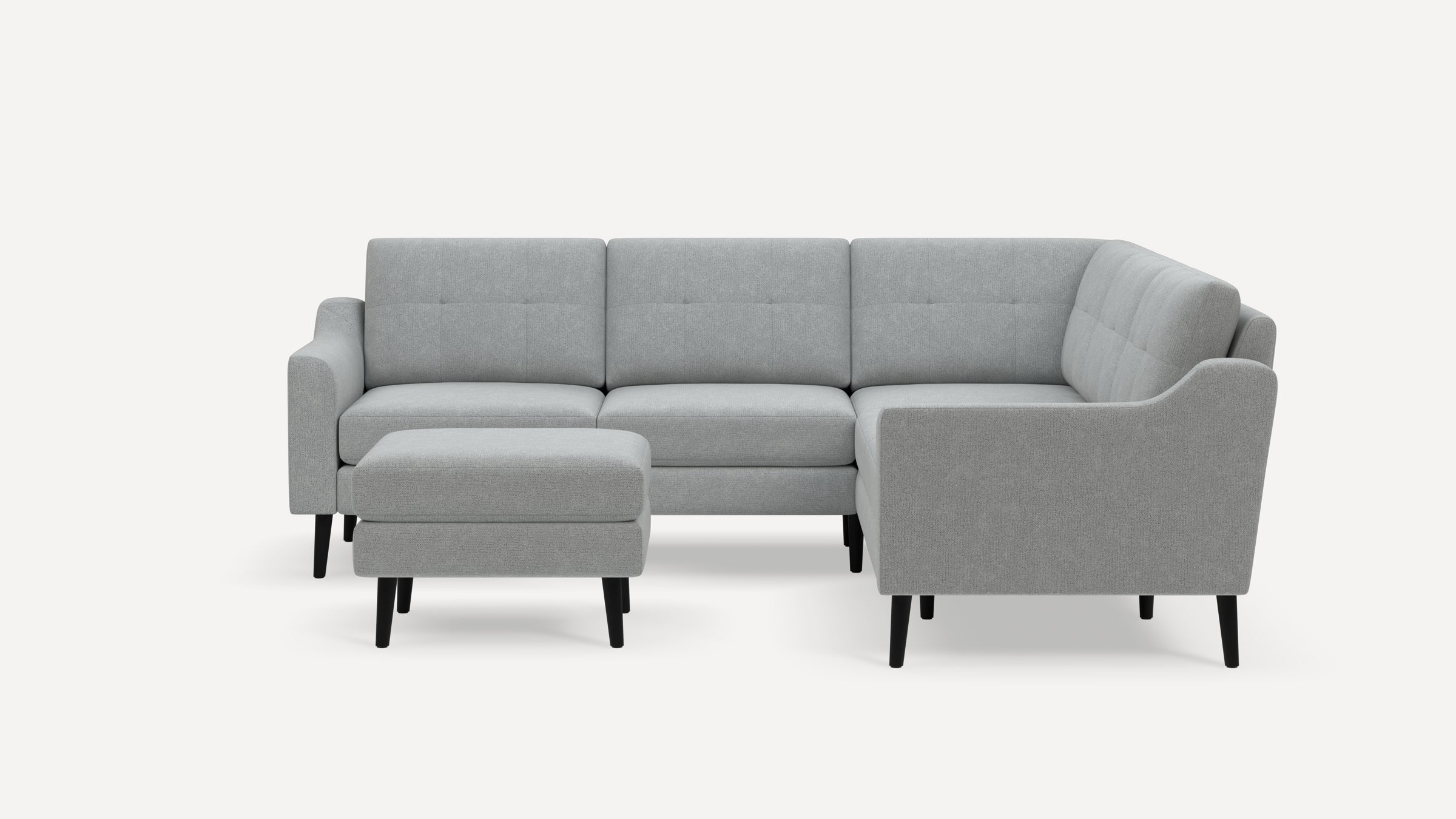 Nomad Plus 5-Seat Corner Sectional with Ottoman - Crushed Gravel - Performance Chenille / Ebony - Wood / Slope Arm