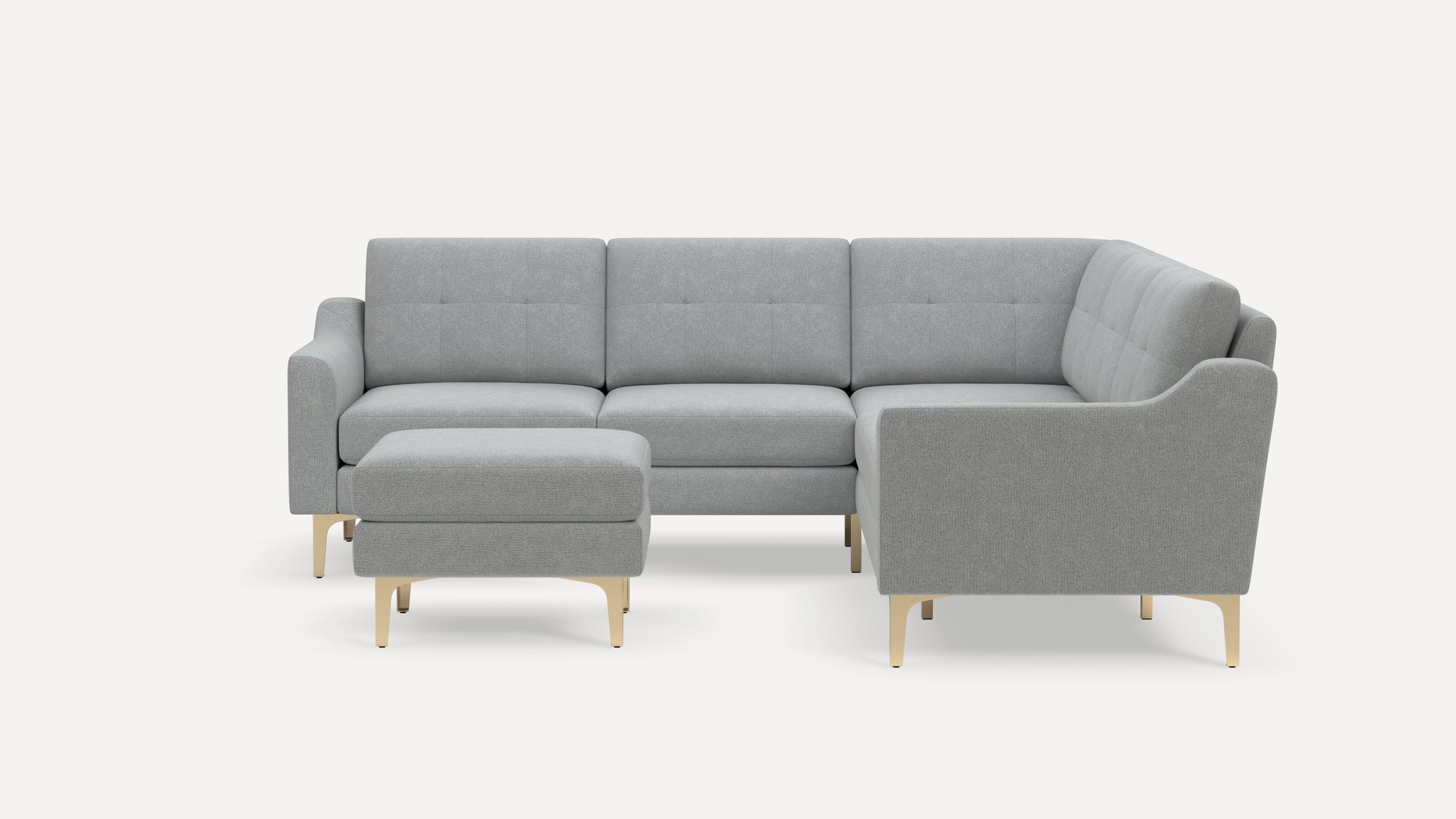 Nomad Plus 5-Seat Corner Sectional with Ottoman - Crushed Gravel - Performance Chenille / Brass - Metal / Slope Arm