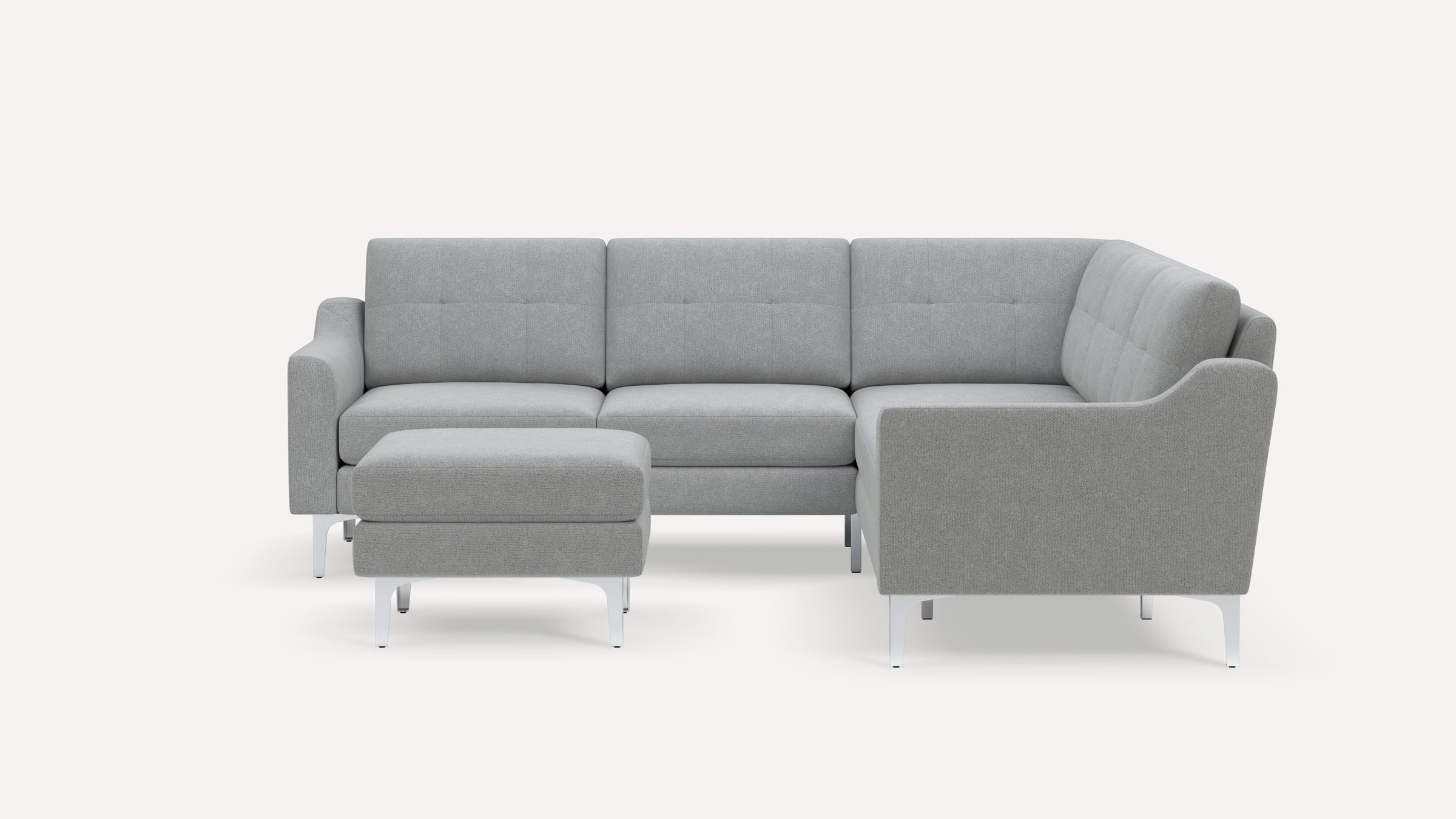 Nomad Plus 5-Seat Corner Sectional with Ottoman - Crushed Gravel - Performance Chenille / Chrome - Metal / Slope Arm
