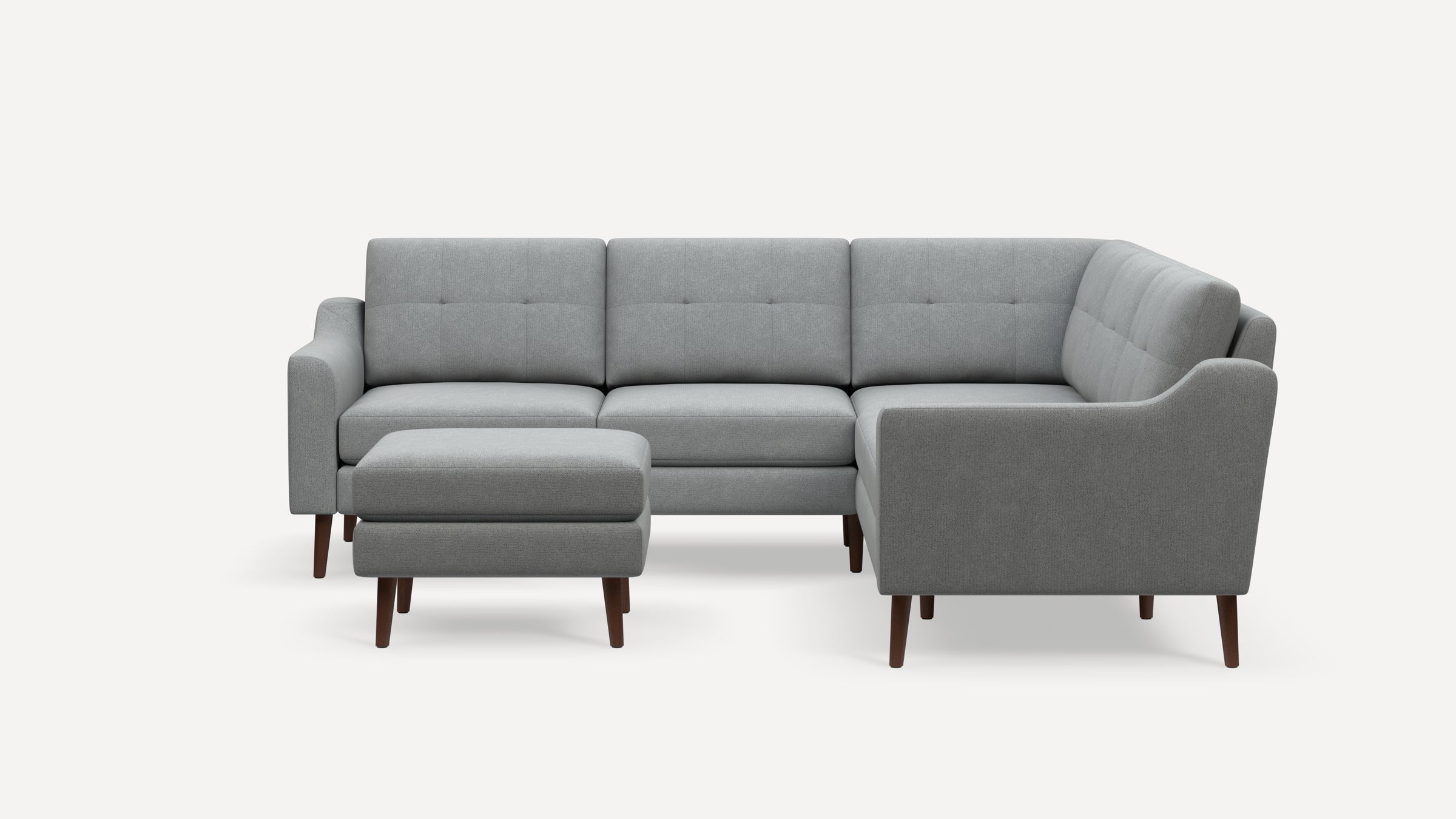 Nomad Plus 5-Seat Corner Sectional with Ottoman - Crushed Gravel - Performance Chenille / Walnut - Wood / Slope Arm