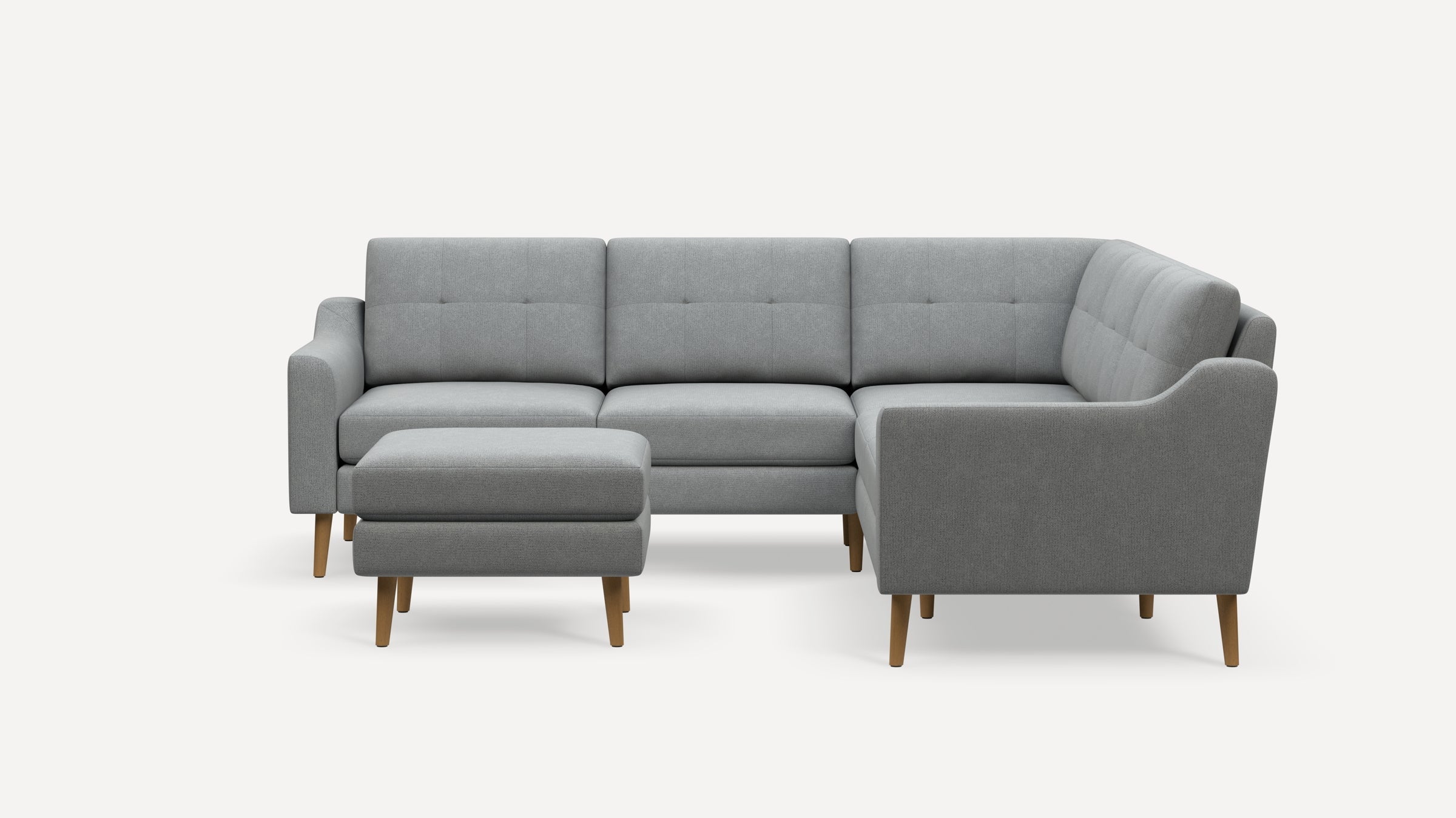 Nomad Plus 5-Seat Corner Sectional with Ottoman - Crushed Gravel - Performance Chenille / Oak - Wood / Slope Arm