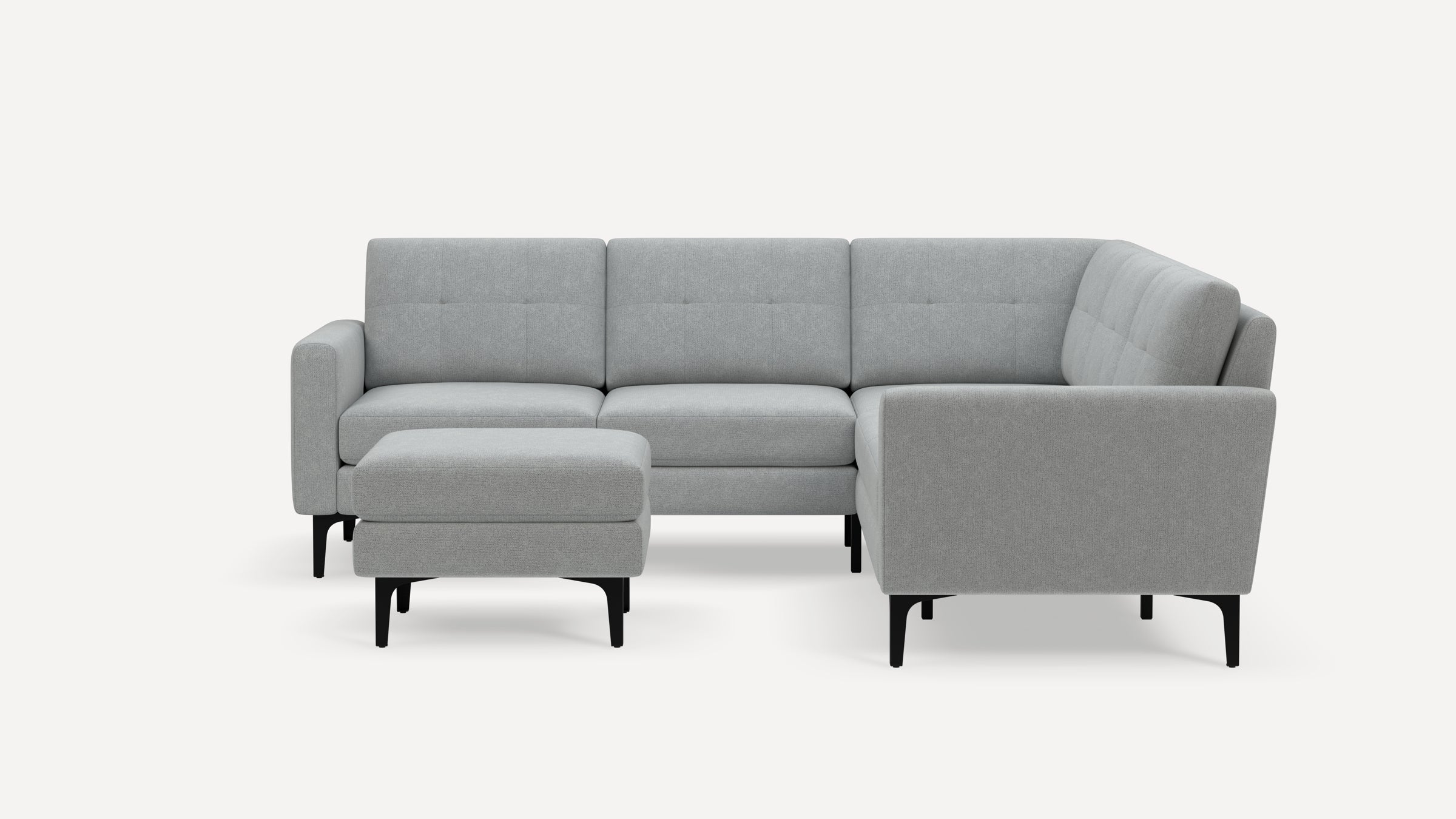 Nomad Plus 5-Seat Corner Sectional with Ottoman - Crushed Gravel - Performance Chenille / Black - Metal / Block Arm