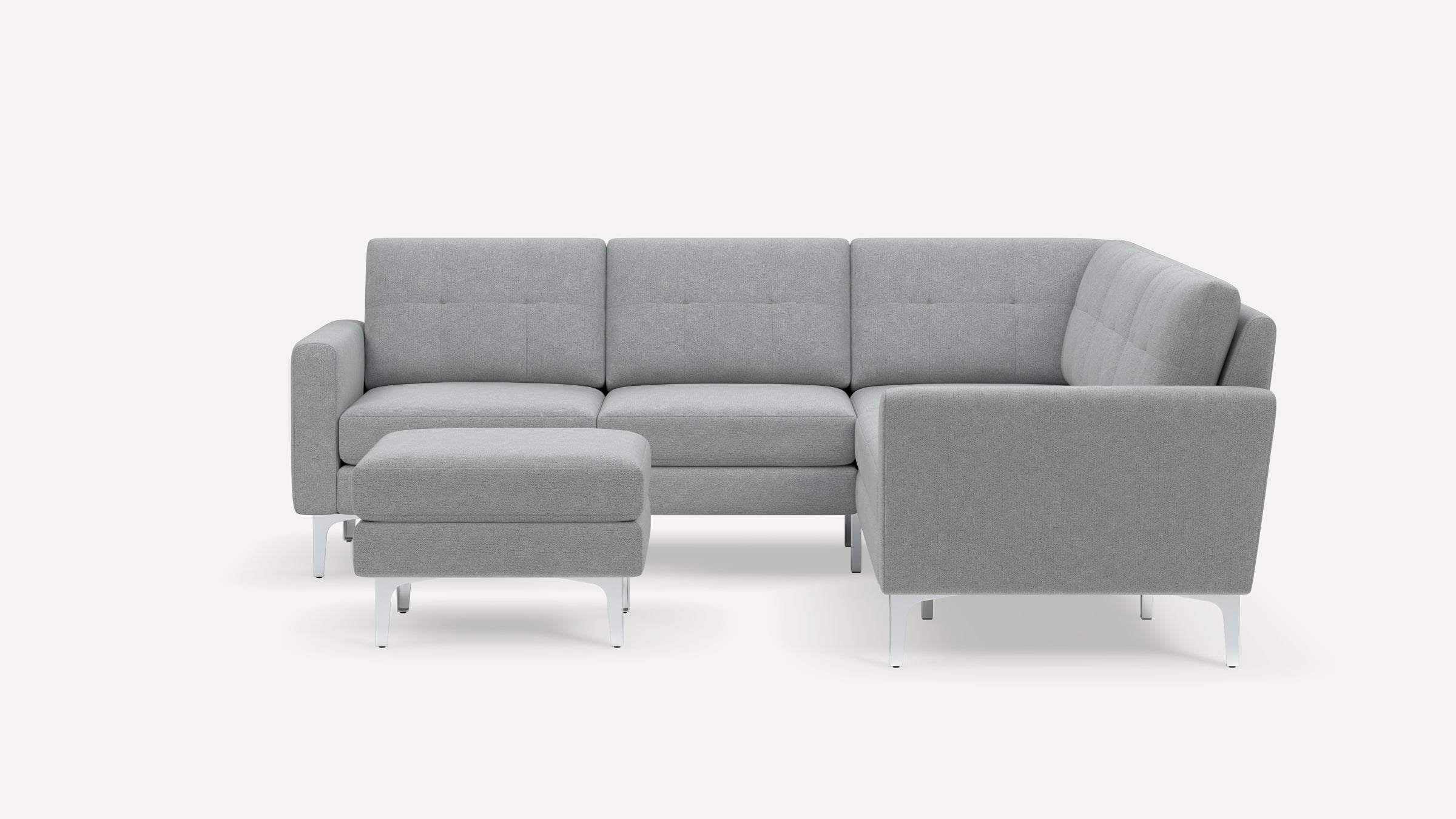 Nomad Plus 5-Seat Corner Sectional with Ottoman - Crushed Gravel - Performance Chenille / Chrome - Metal / Block Arm