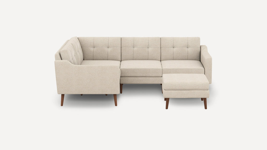 Nomad Plus 4-Seat Corner Sectional with Ottoman - Georgia Clay - Performance Chenille / Walnut - Wood / Slope Arm