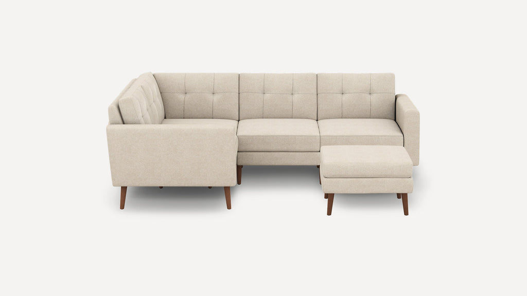 Nomad Plus 4-Seat Corner Sectional with Ottoman - Georgia Clay - Performance Chenille / Walnut - Wood / Block Arm