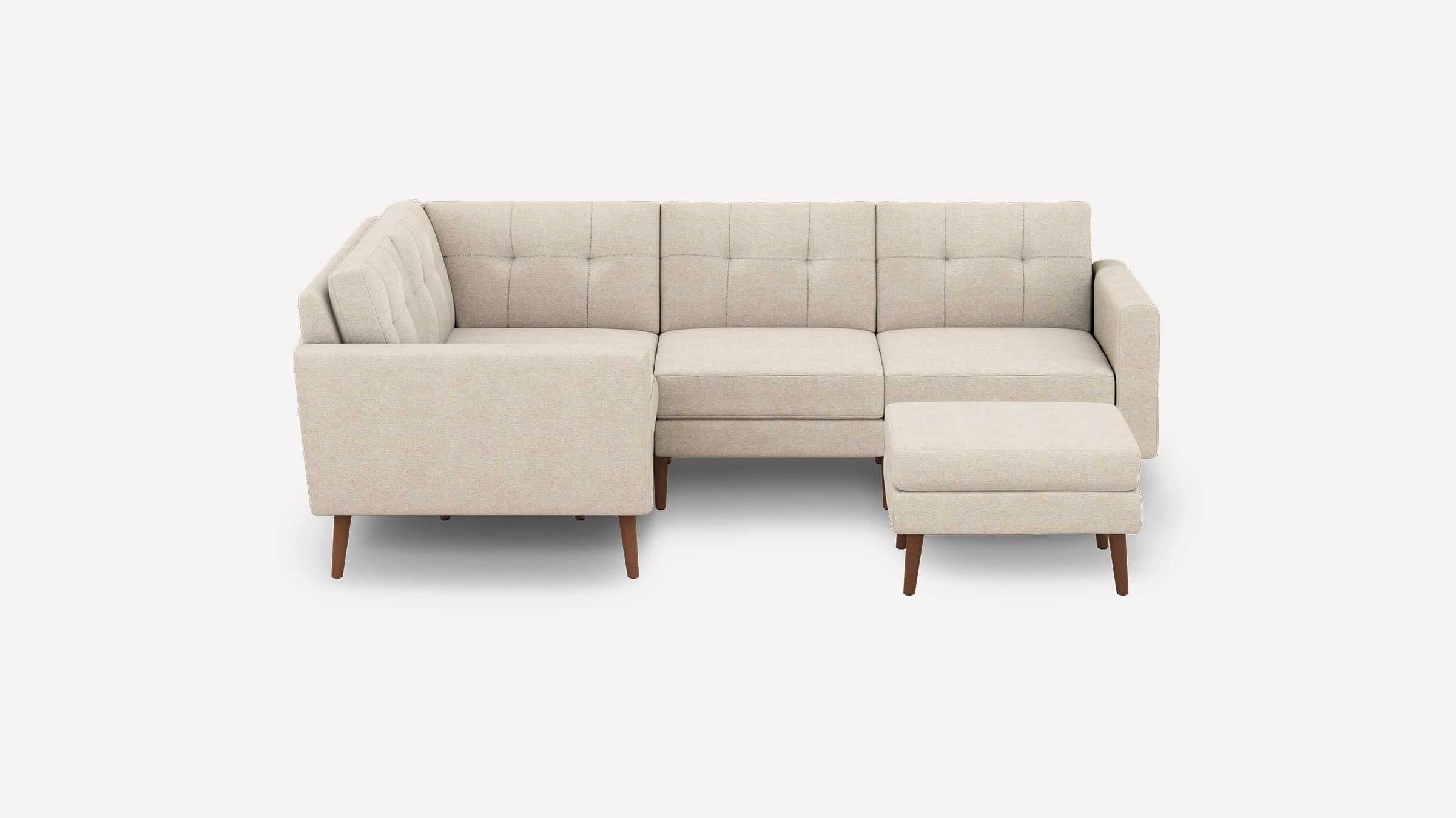 Nomad Plus 4-Seat Corner Sectional with Ottoman - Georgia Clay - Performance Chenille / Walnut - Wood / Block Arm