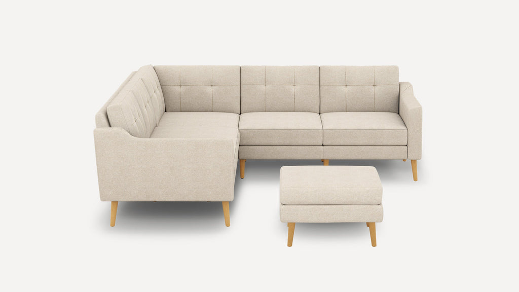 Nomad Plus 5-Seat Corner Sectional with Ottoman - Georgia Clay - Performance Chenille / Oak - Wood / Slope Arm