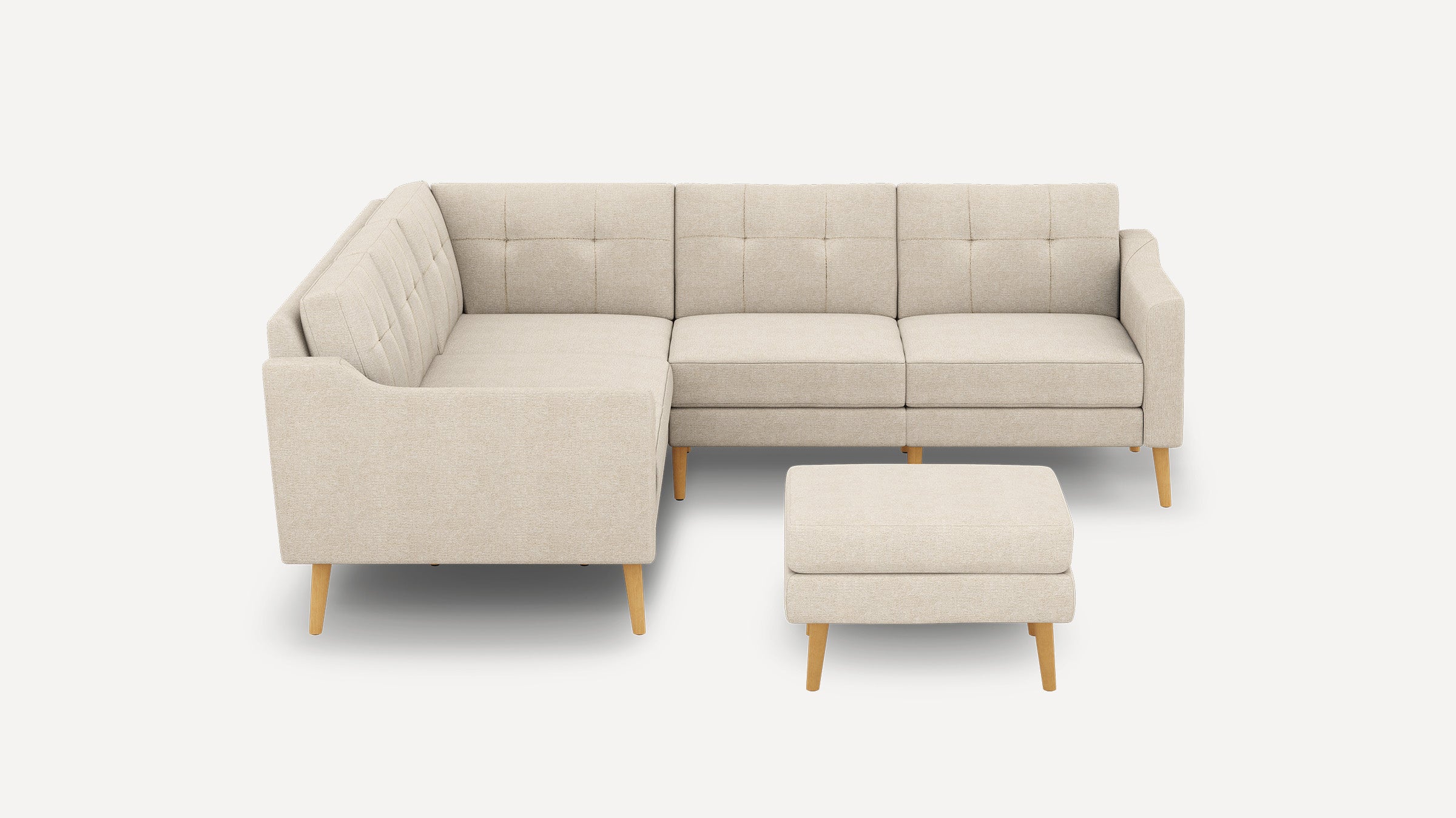 Nomad Plus 5-Seat Corner Sectional with Ottoman - Georgia Clay - Performance Chenille / Oak - Wood / Slope Arm