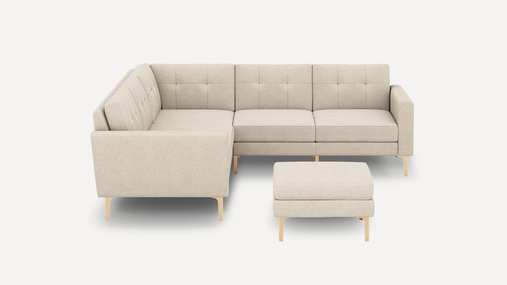 Nomad Plus 5-Seat Corner Sectional with Ottoman - Georgia Clay - Performance Chenille / Brass - Metal / Block Arm