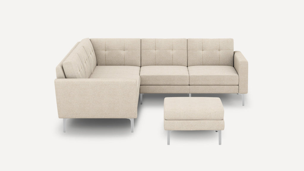 Nomad Plus 5-Seat Corner Sectional with Ottoman - Georgia Clay - Performance Chenille / Chrome - Metal / Block Arm