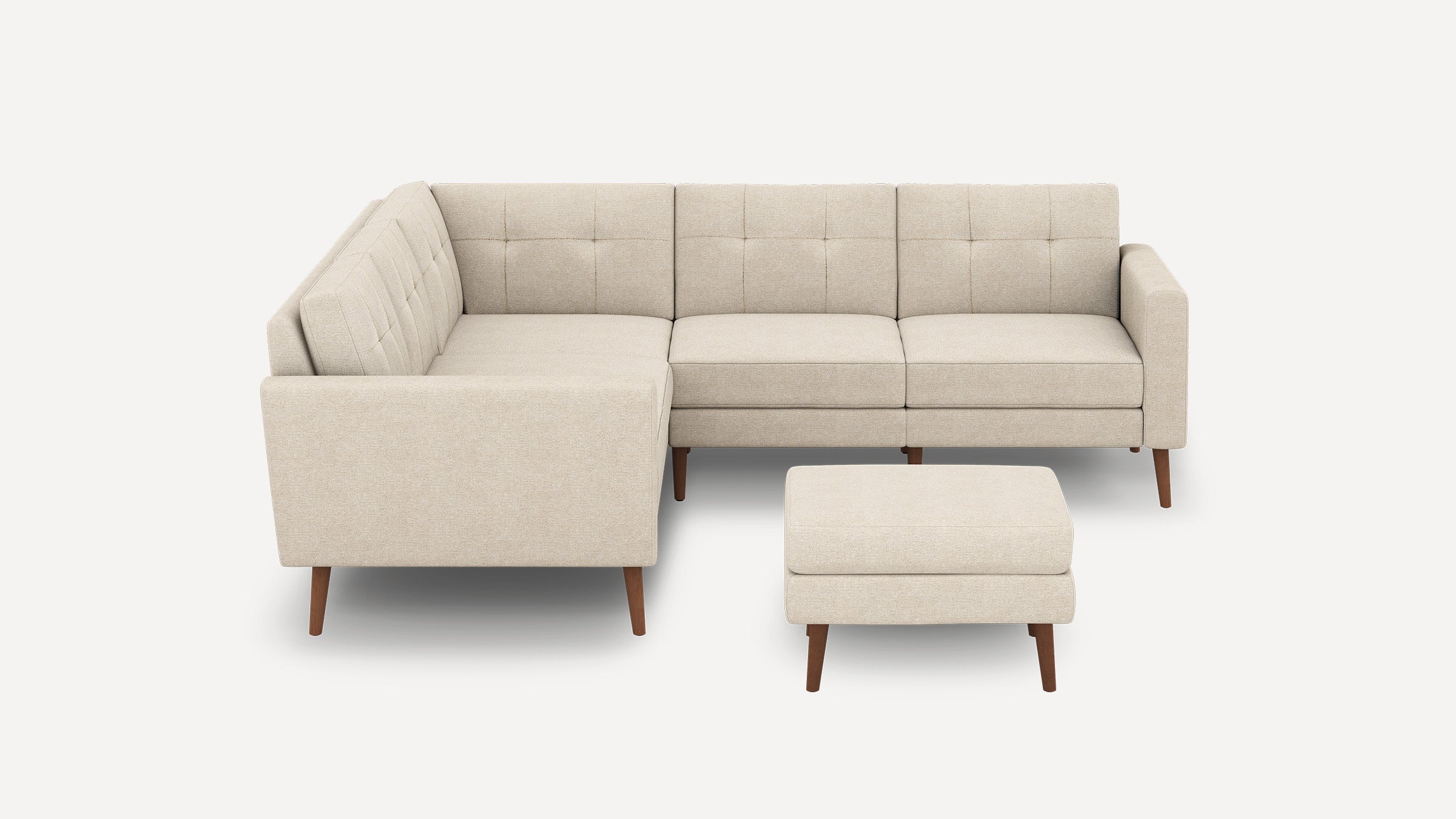 Nomad Plus 5-Seat Corner Sectional with Ottoman - Georgia Clay - Performance Chenille / Walnut - Wood / Block Arm