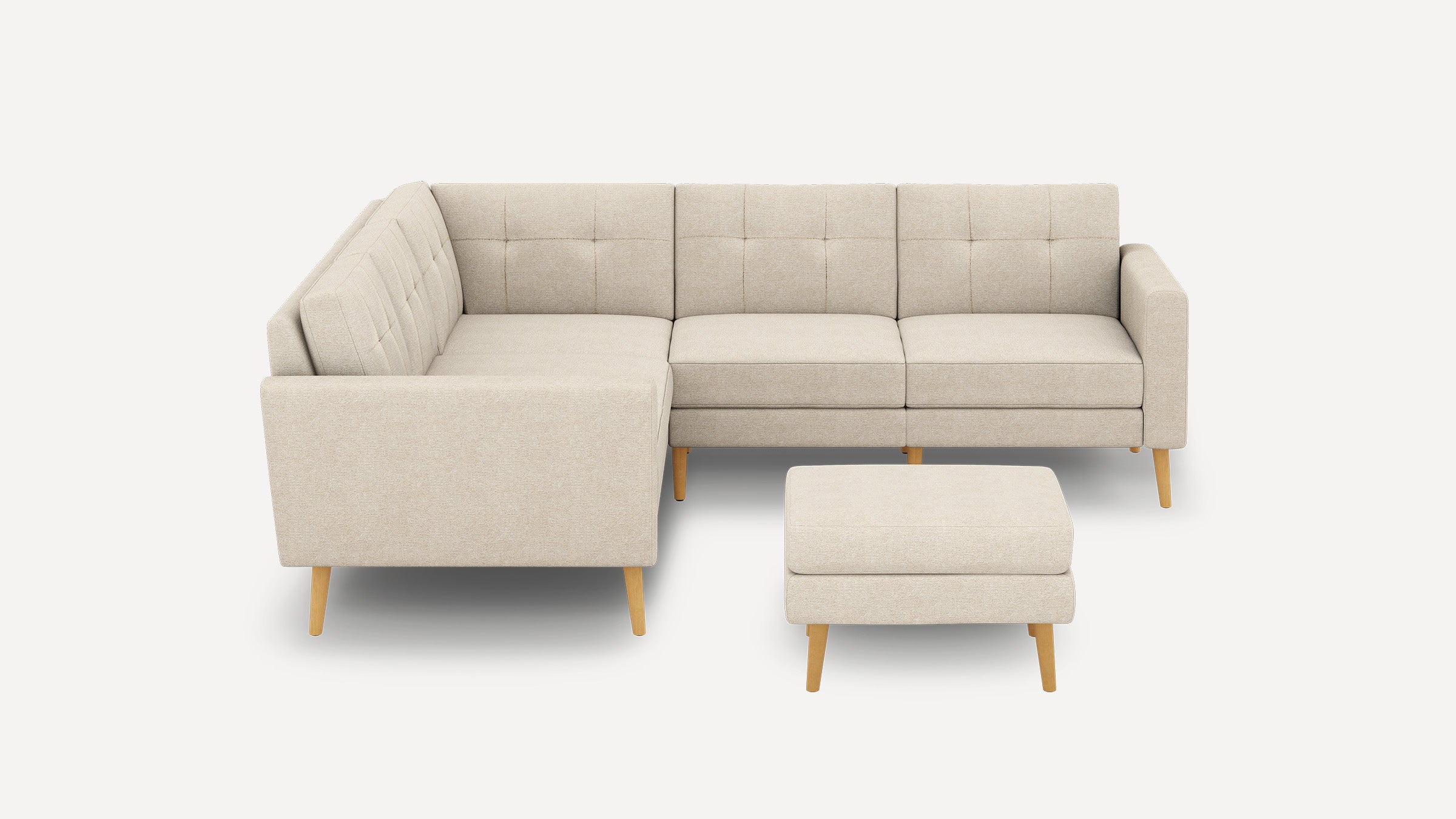 Nomad Plus 5-Seat Corner Sectional with Ottoman - Georgia Clay - Performance Chenille / Oak - Wood / Block Arm