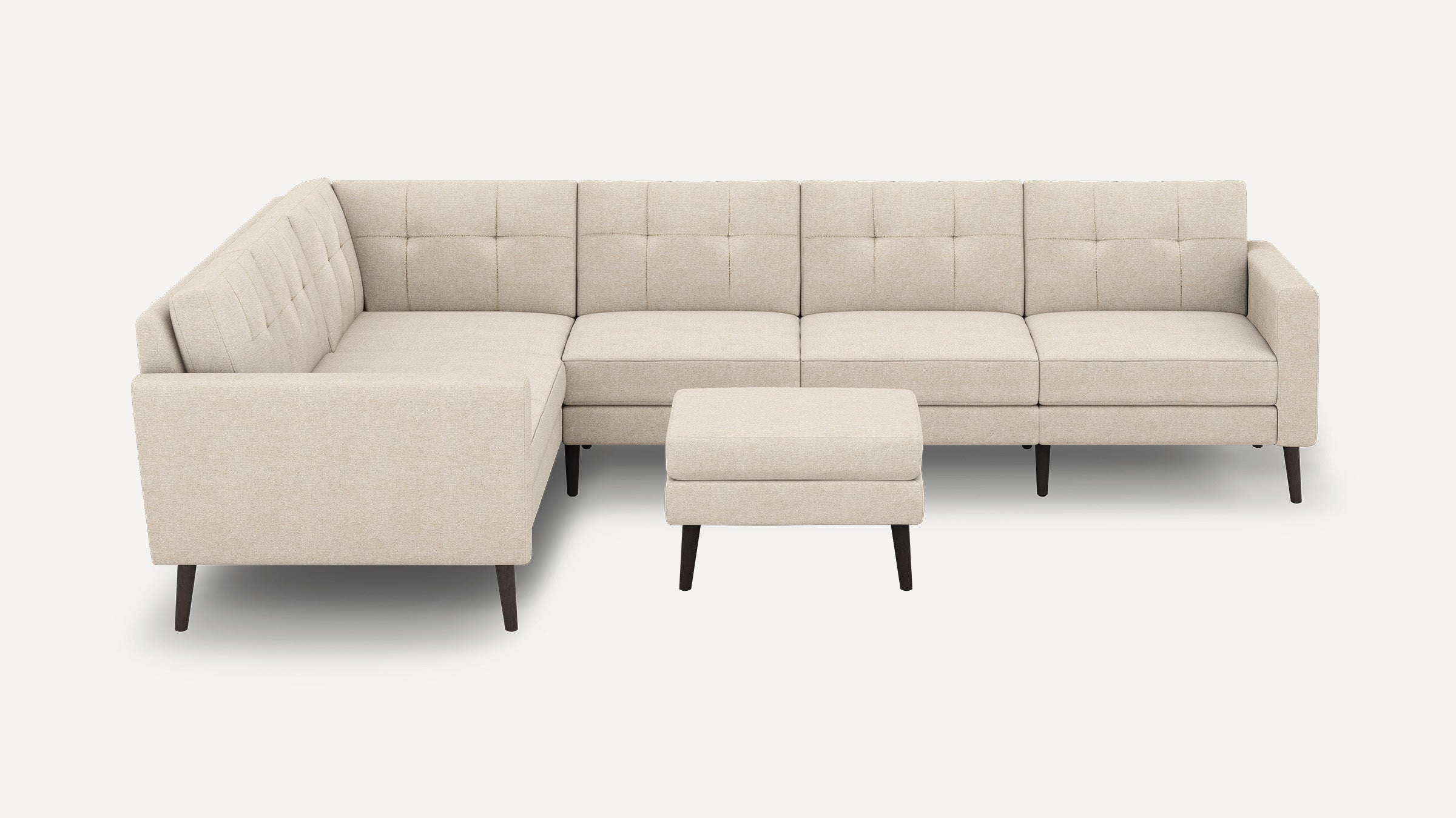 Nomad Plus 6-Seat Corner Sectional with Ottoman - Georgia Clay - Performance Chenille / Ebony - Wood / Block Arm