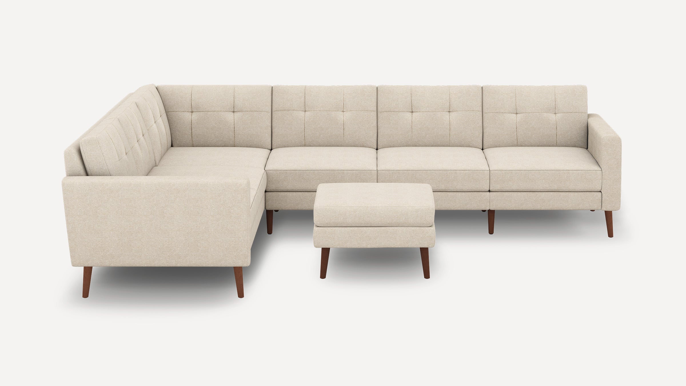 Nomad Plus 6-Seat Corner Sectional with Ottoman - Georgia Clay - Performance Chenille / Walnut - Wood / Block Arm