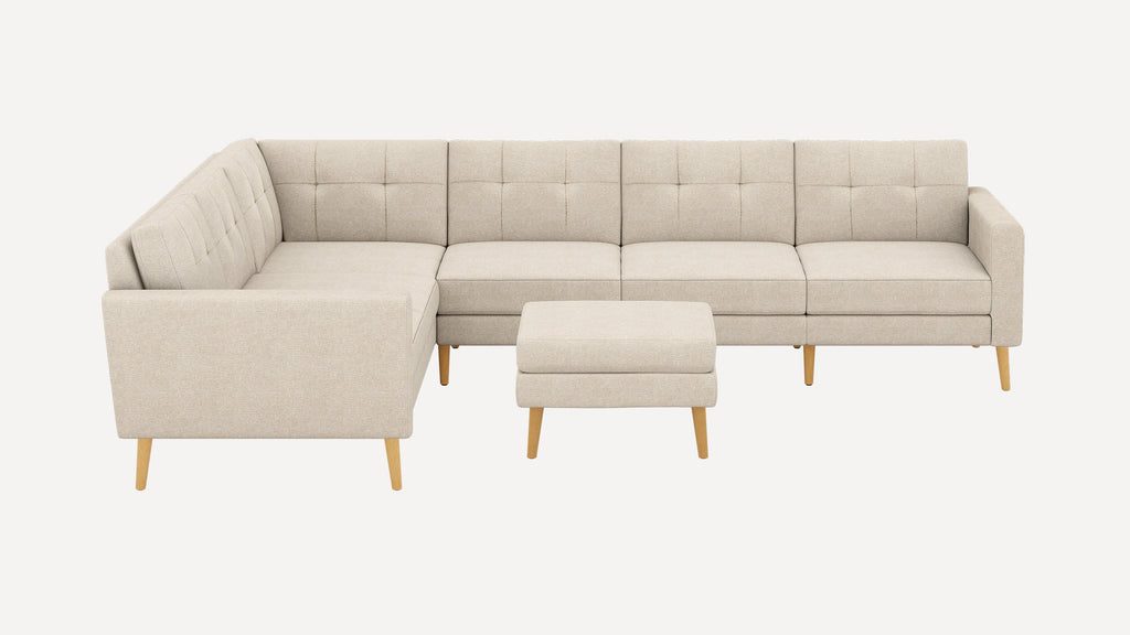 Nomad Plus 6-Seat Corner Sectional with Ottoman - Georgia Clay - Performance Chenille / Oak - Wood / Block Arm