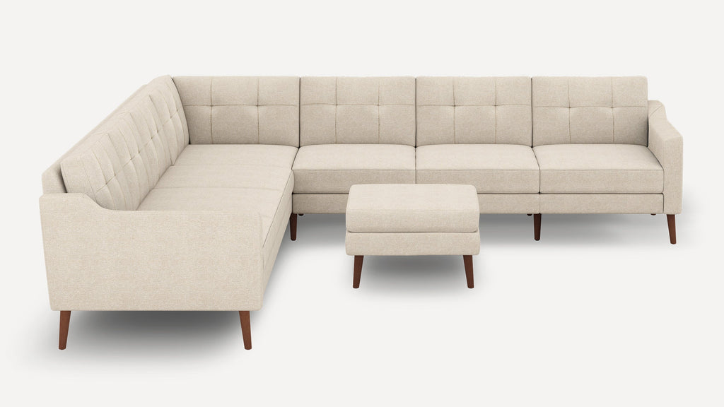 Nomad Plus 7-Seat Corner Sectional with Ottoman - Georgia Clay - Performance Chenille / Walnut - Wood / Slope Arm