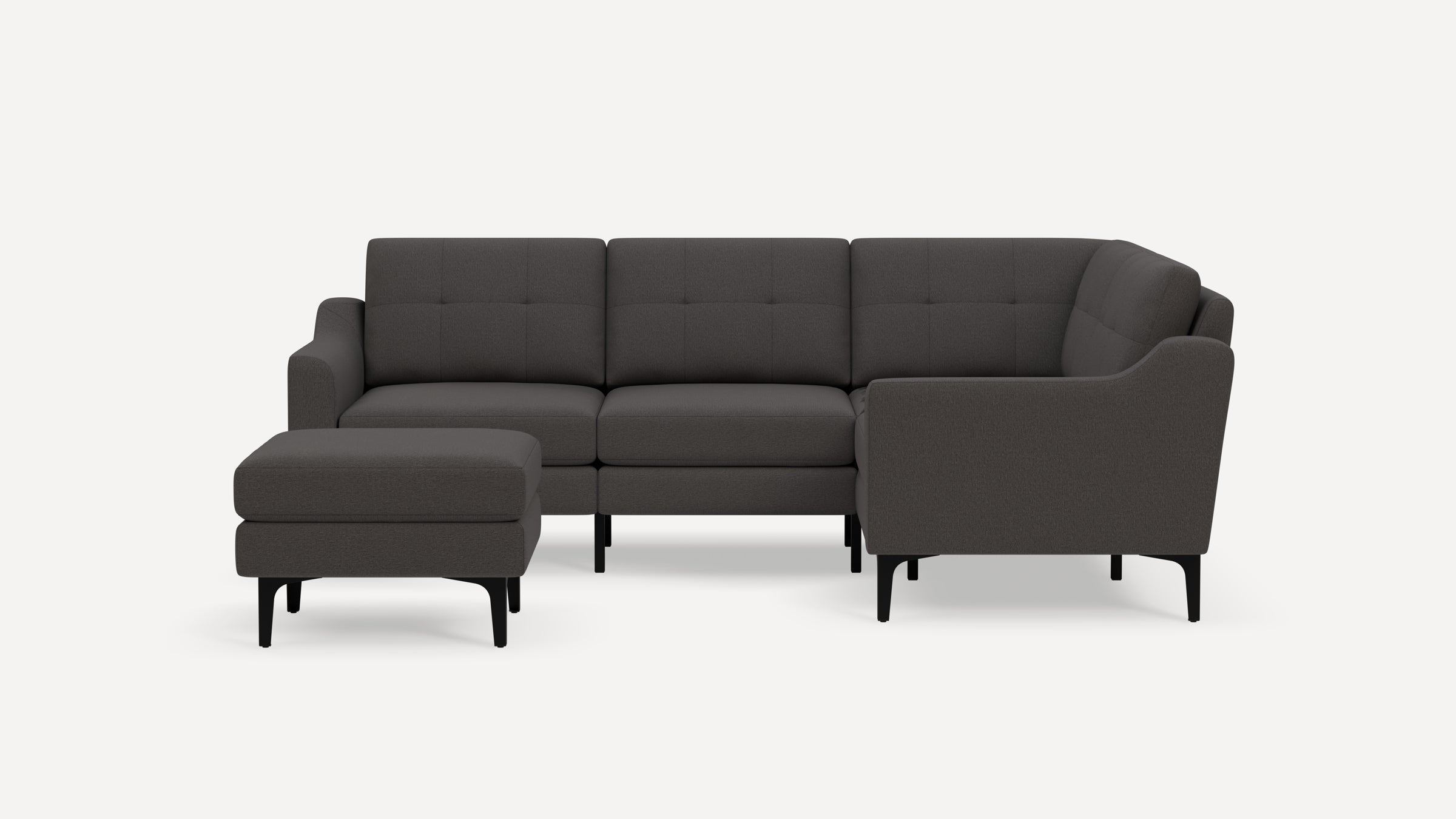 Nomad Plus 4-Seat Corner Sectional with Ottoman - Heather Charcoal - Performance Chenille / Black - Metal / Slope Arm